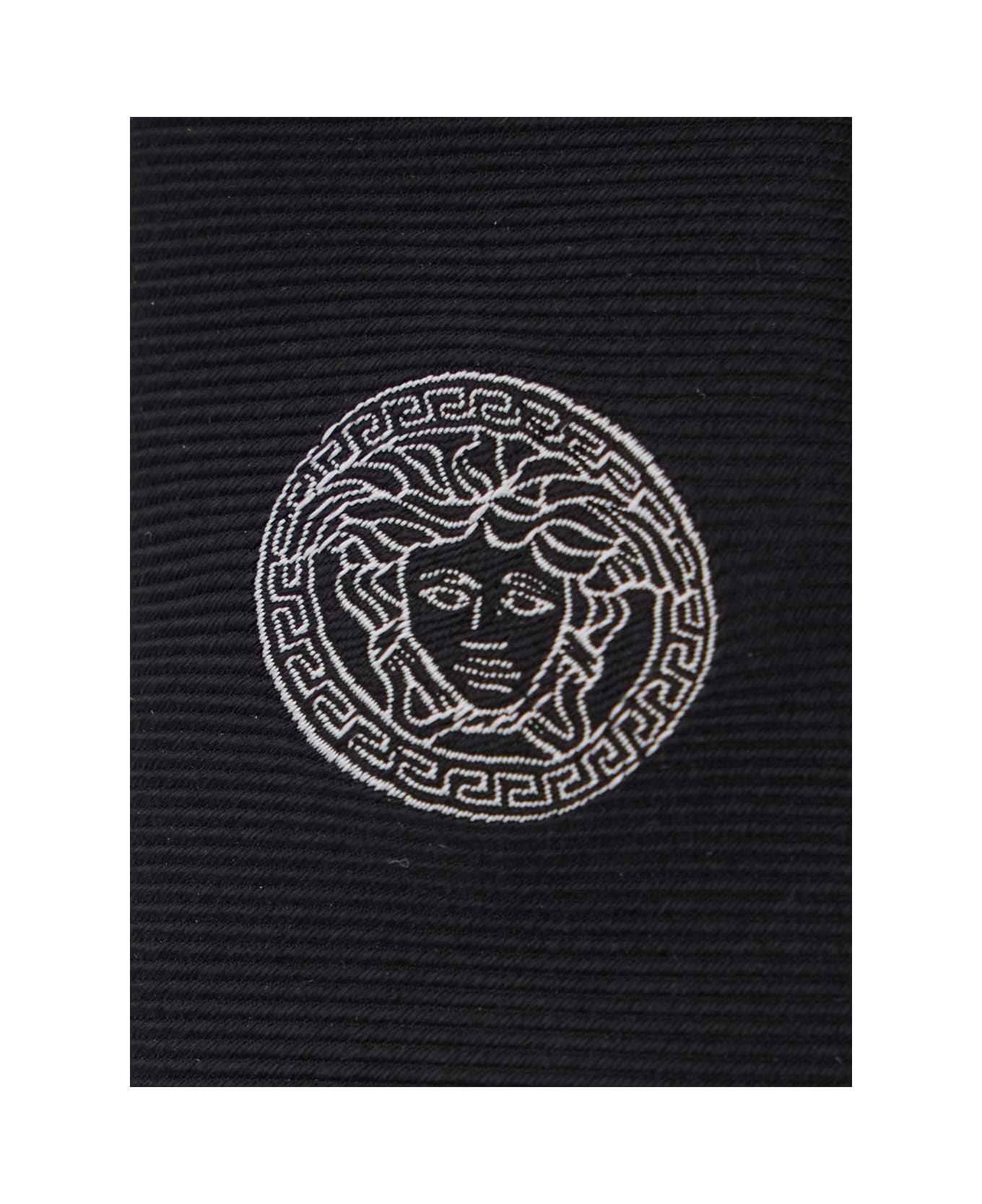 Versace Black Tie With Medusa Embroidered On The Front In Silk Man - Black