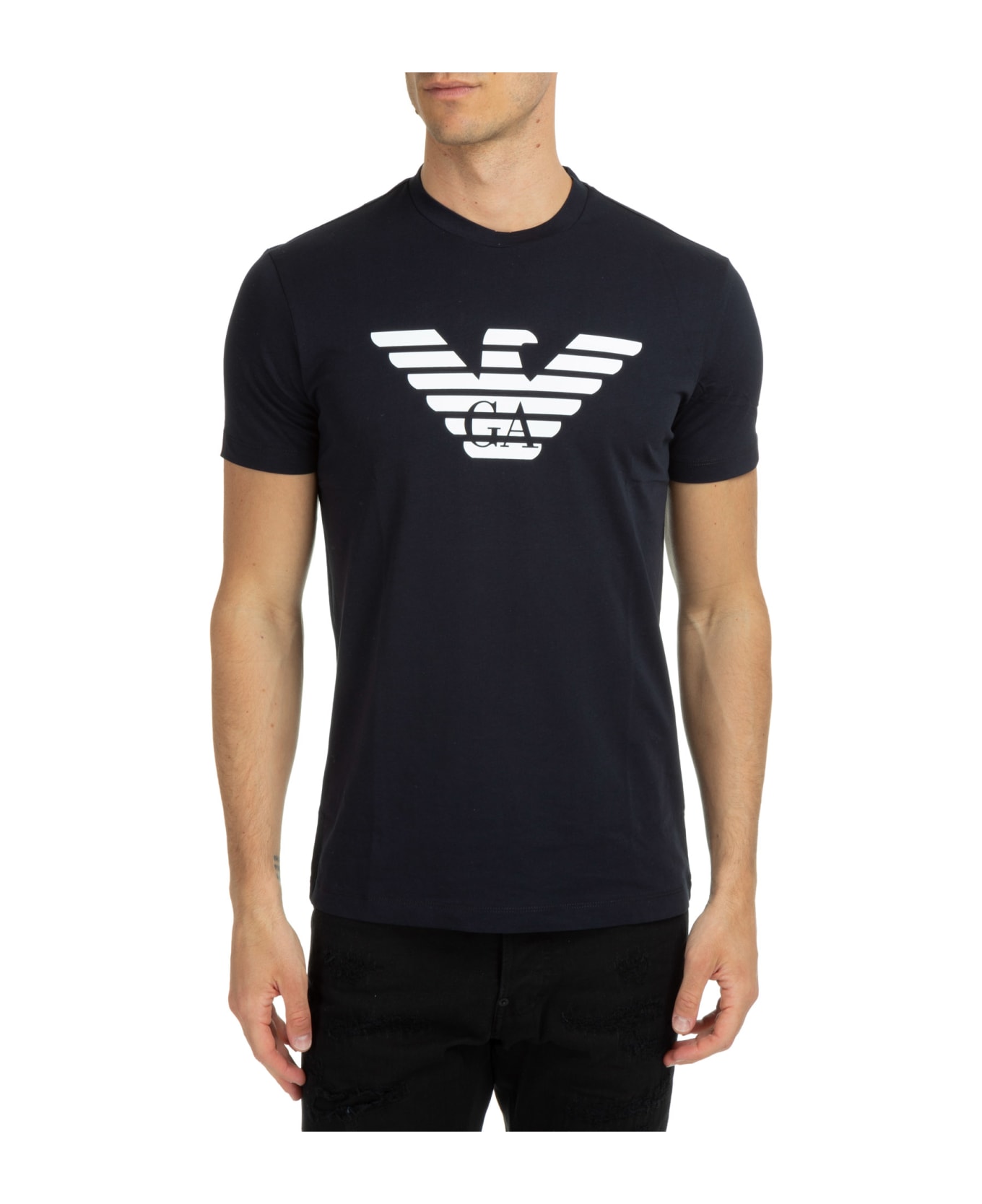 Emporio Armani Cotton T-shirt - Blu navy aquila