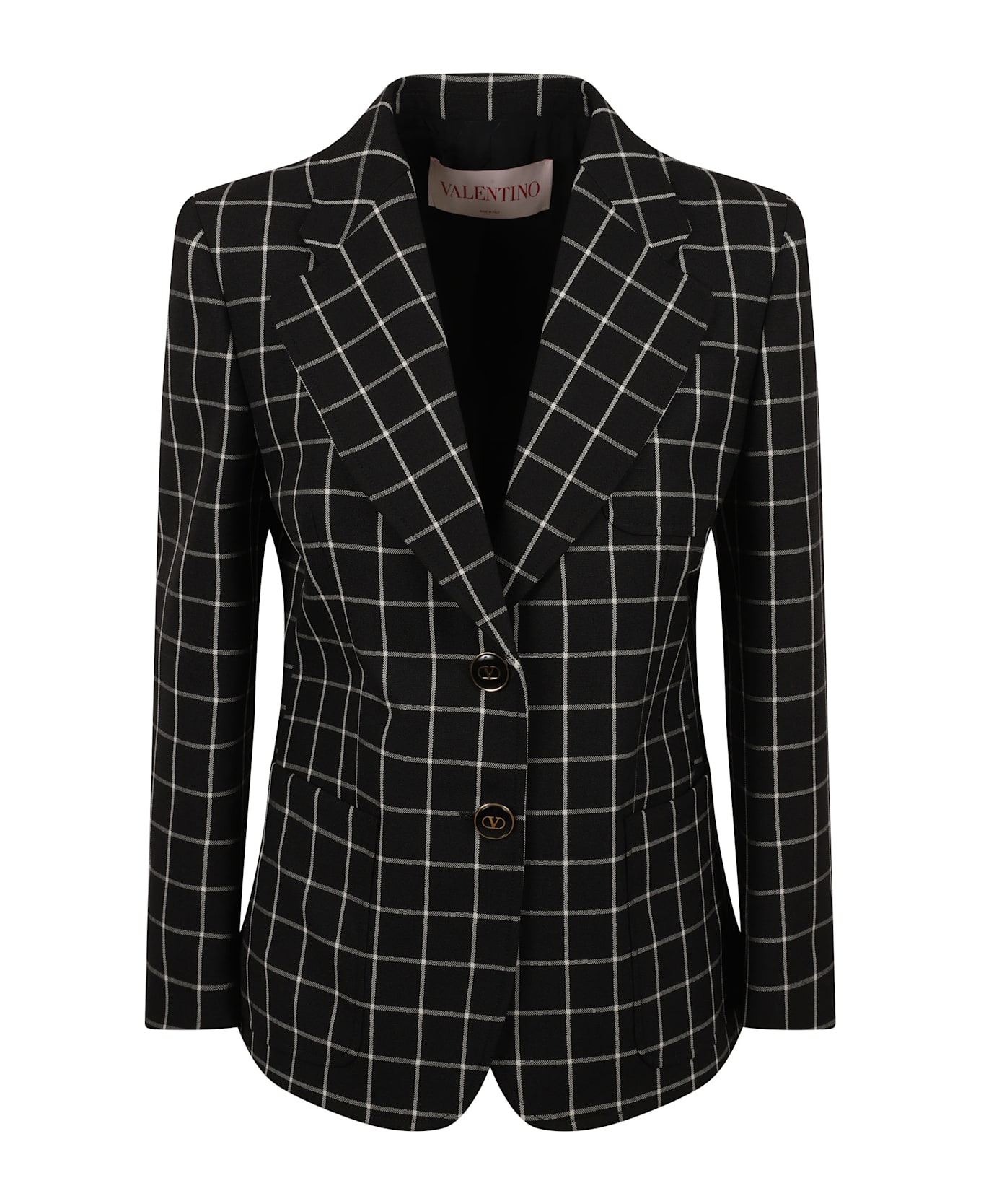 Valentino Garavani Printed Two-buttoned Blazer - Black/Ivory