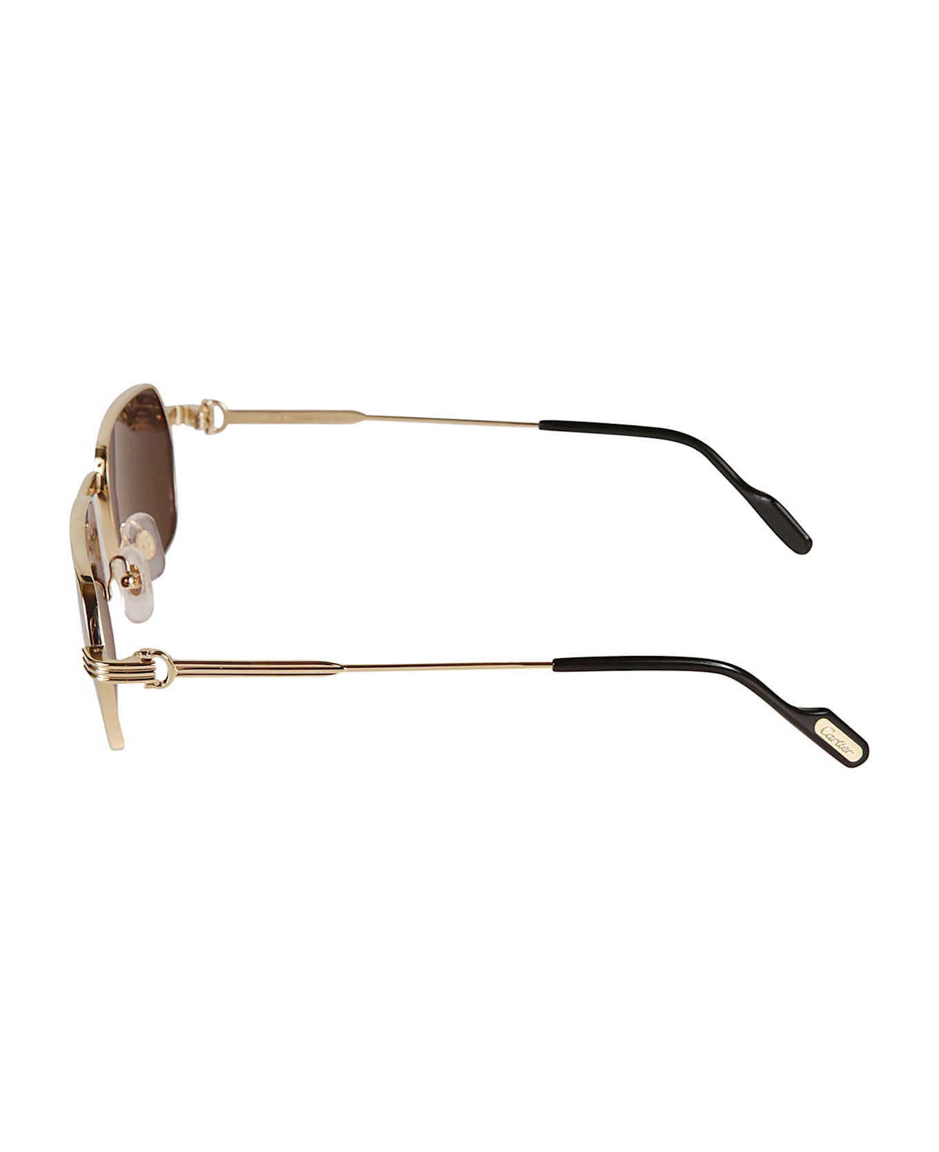 Cartier Eyewear Rectangle Curved Sunglasses - 001 gold gold grey