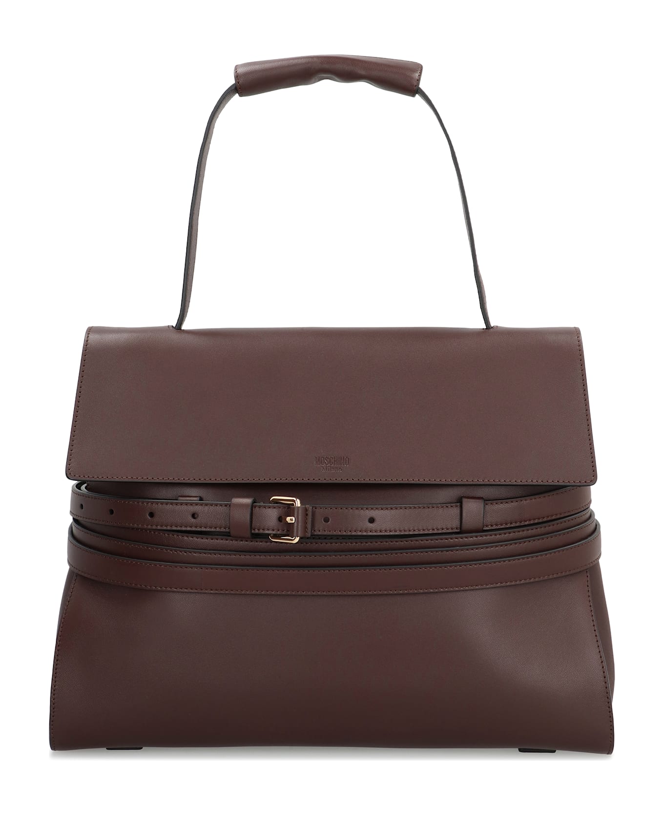 Moschino Tie Me Leather Handbag - brown