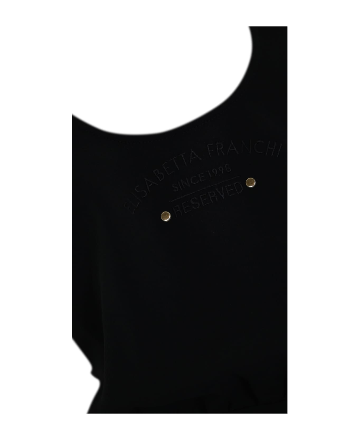 Elisabetta Franchi Crepe Jumpsuit With Logo Print - Nero
