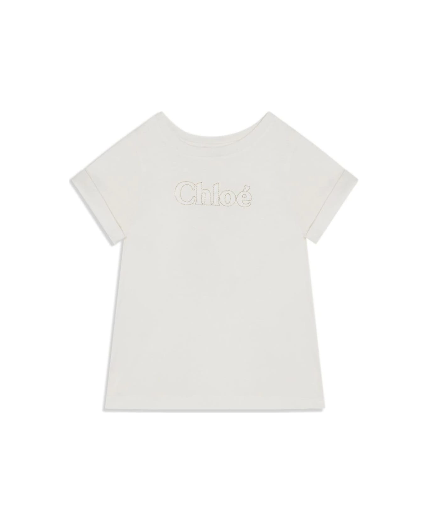 Chloé White T-shirt With Embroidered Logo - White