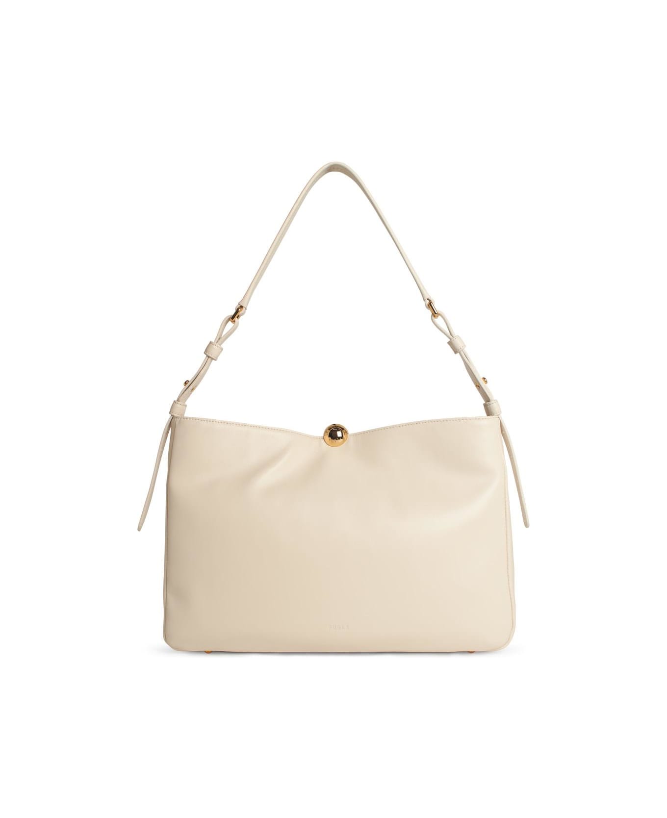 Furla Cream Leather Large 
sfera Soft
 Bag - Panna