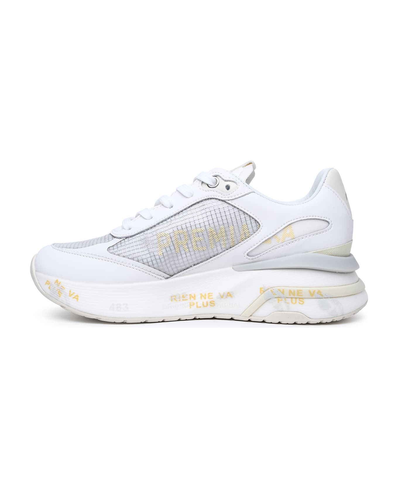 Premiata 'moerund' Sneakers In Leather And White Fabric - White スニーカー