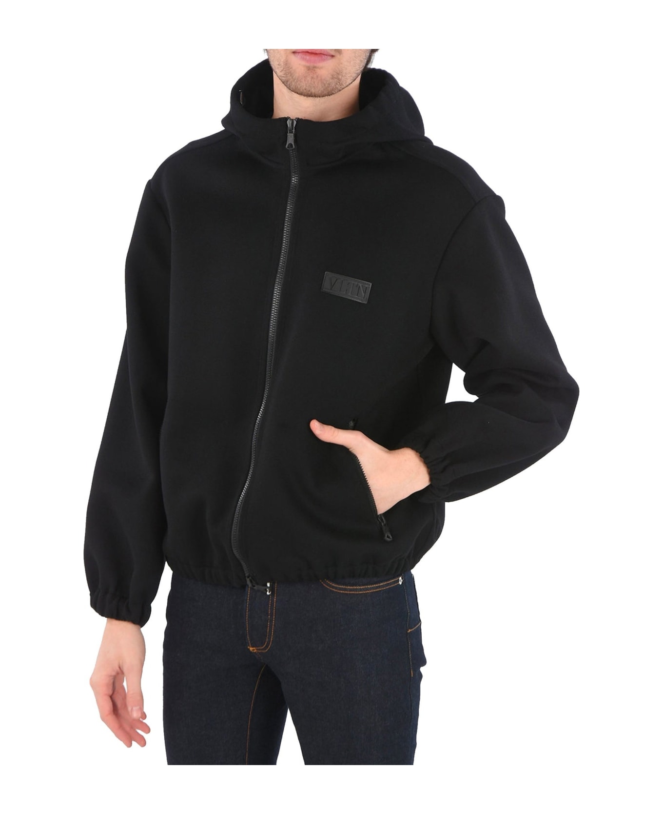 Valentino Wool Hooded Jacket - Black