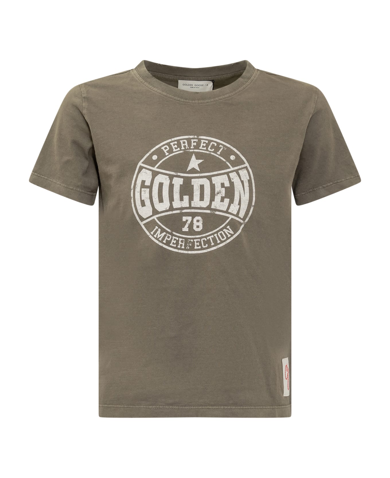 Golden Goose T-shirt With Print - DUSTY OLIVE/WHITE