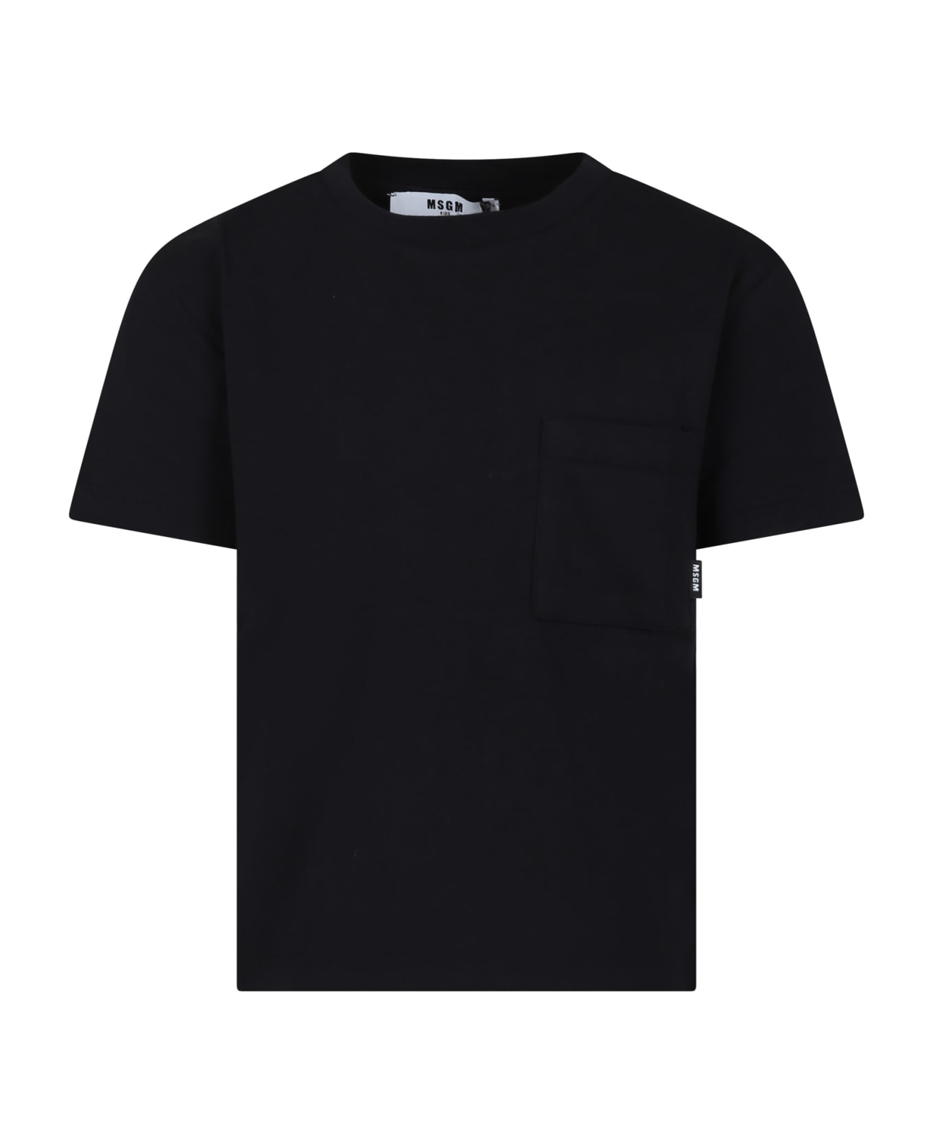 MSGM Black T-shirt For Boy With Logo - Nero Tシャツ＆ポロシャツ