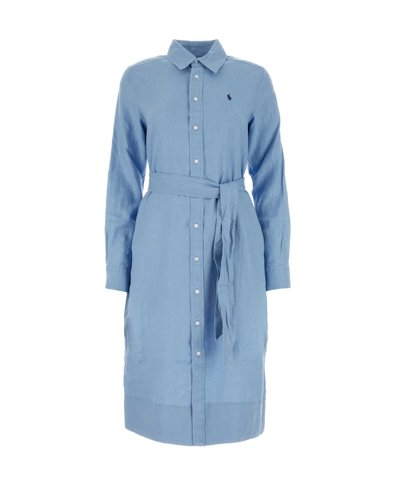 Polo Ralph Lauren Light Blue Linen Shirt Dress - CAROLINABLUE