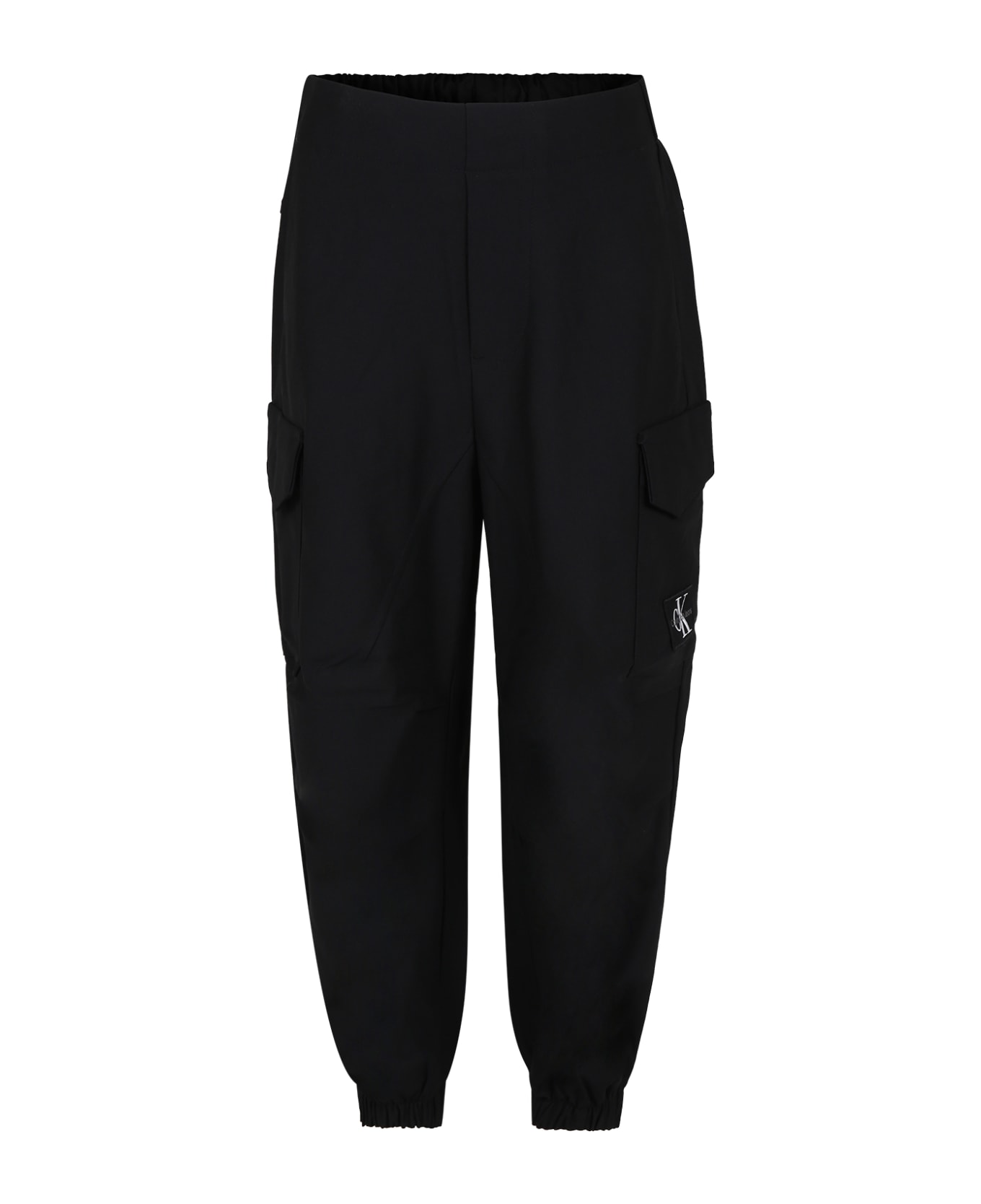 Calvin Klein Black Casual Trousers For Boy With Logo - Black