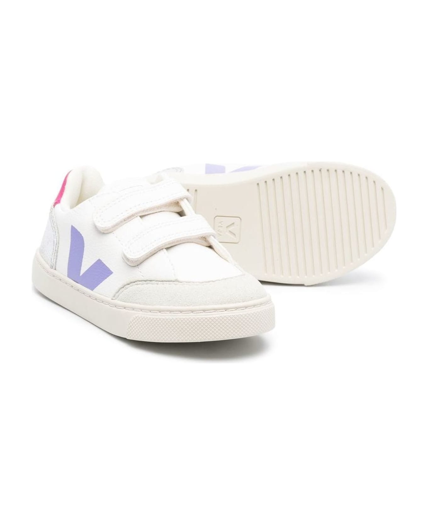 Veja White Leather Sneakers - Multicolor