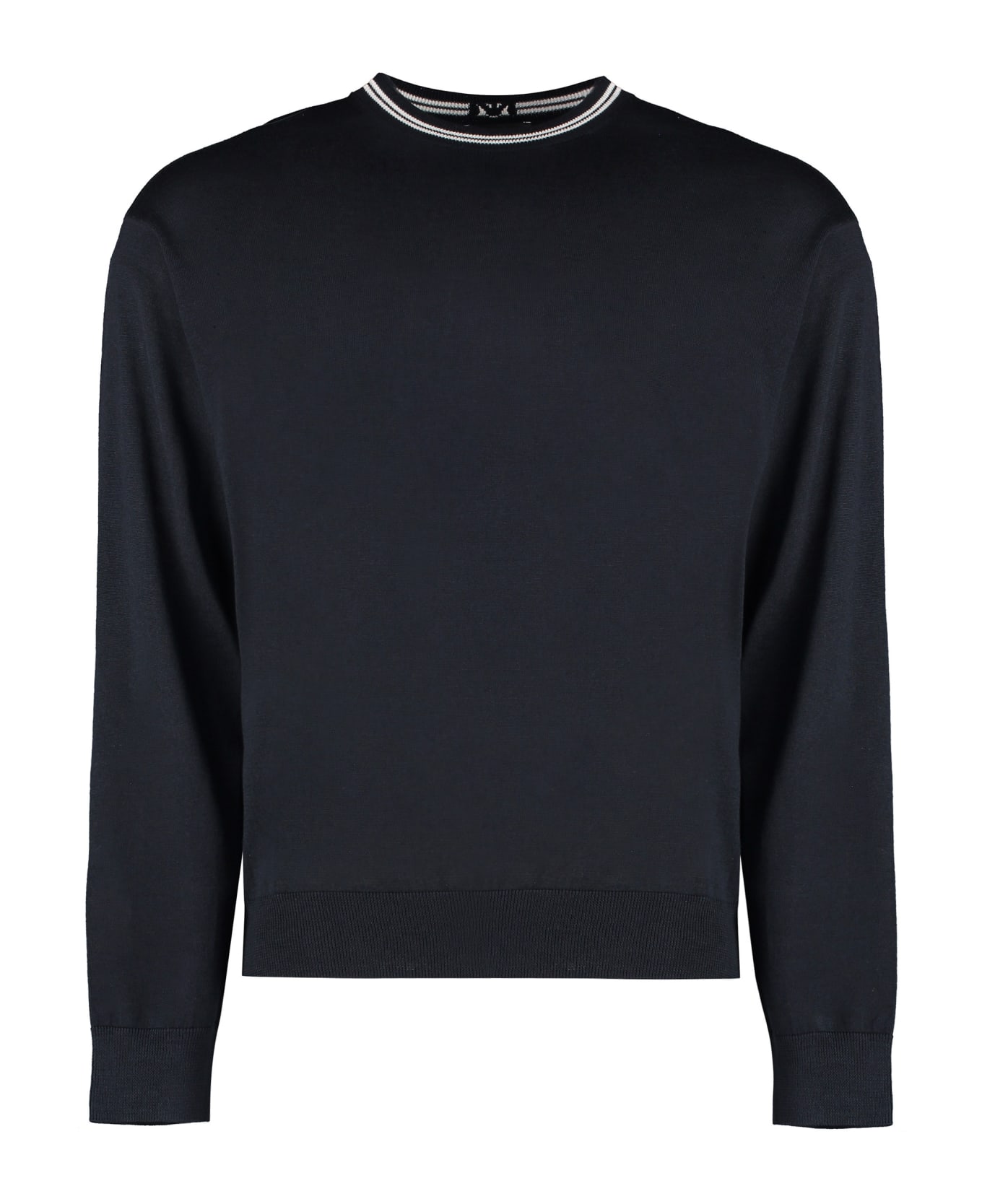 Emporio Armani Virgin Wool Crew-neck Sweater - black ニットウェア