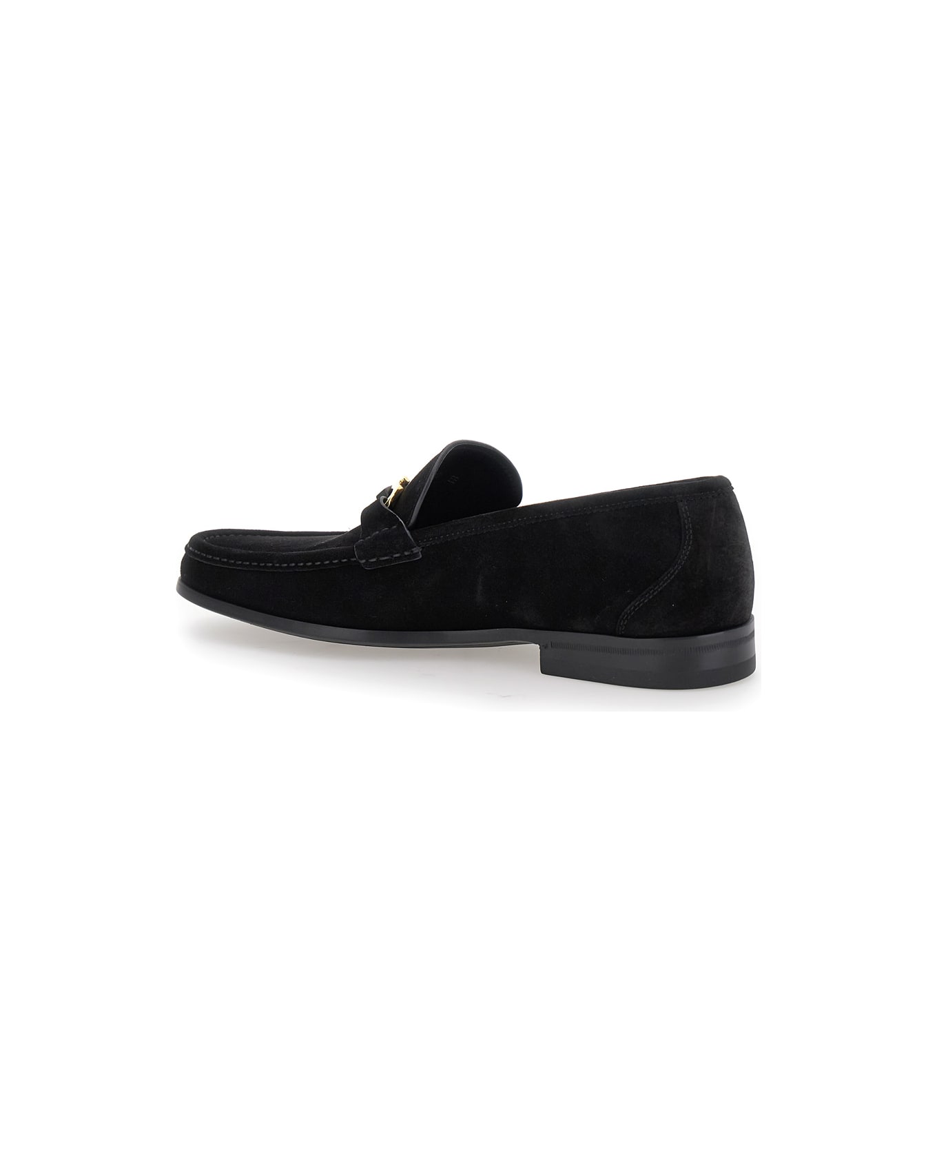 Ferragamo 'grandioso 2' Black Loafers With Gancini In Suede Man - Black