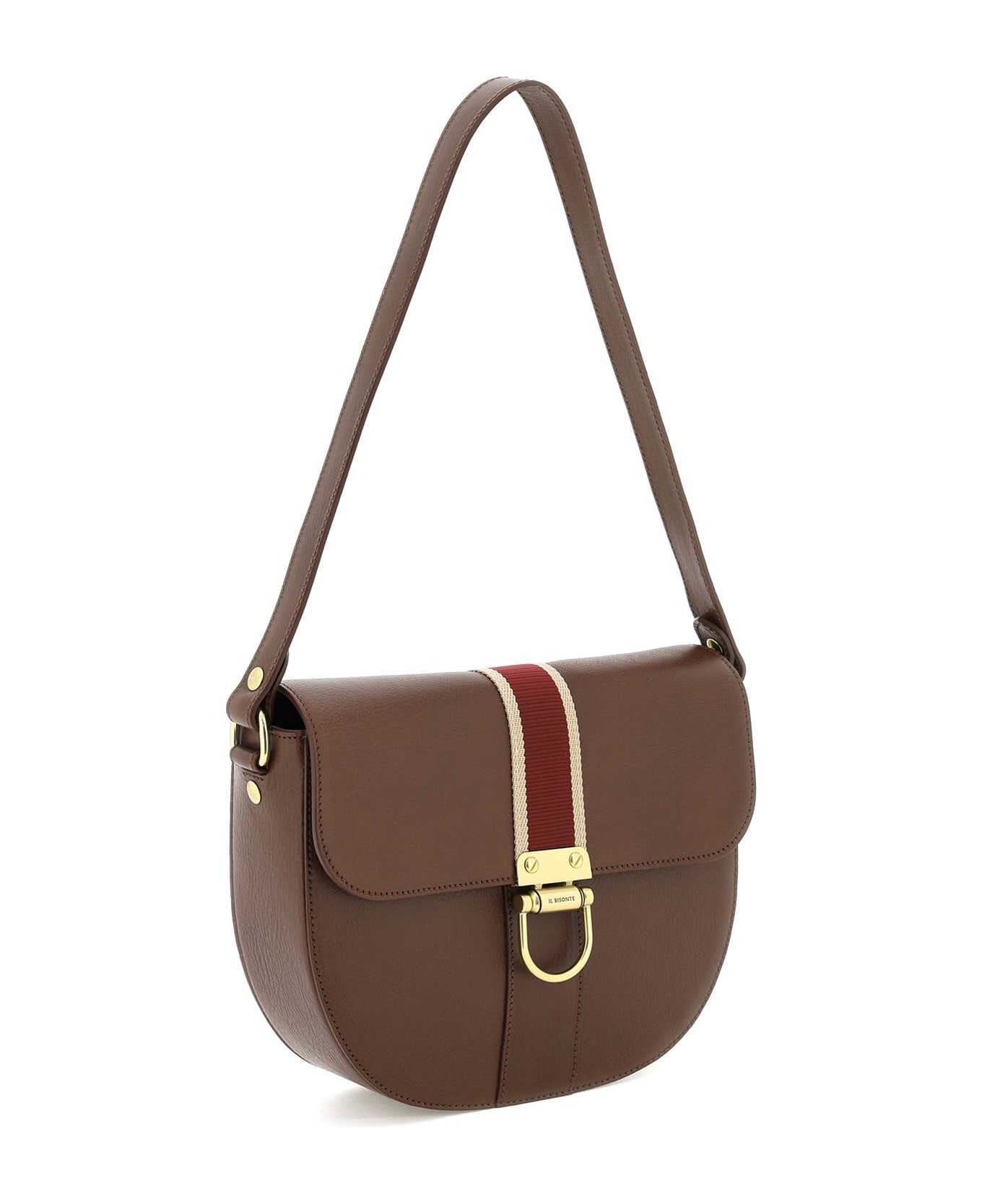 Il Bisonte Leather Shoulder Bag With Ribbon - ARABICA (Brown)