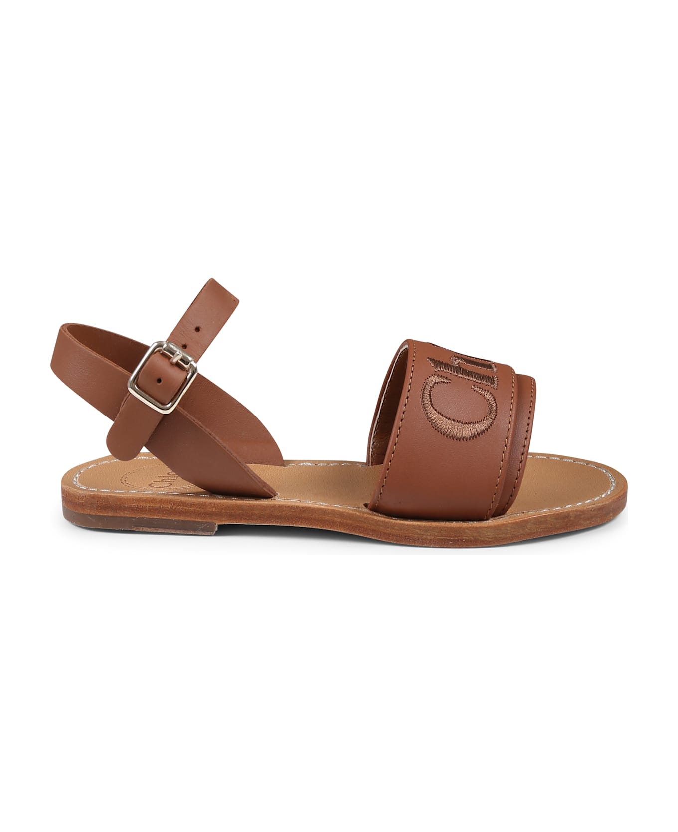 Chloé Brown Sandals For Girl With Logo - Brown