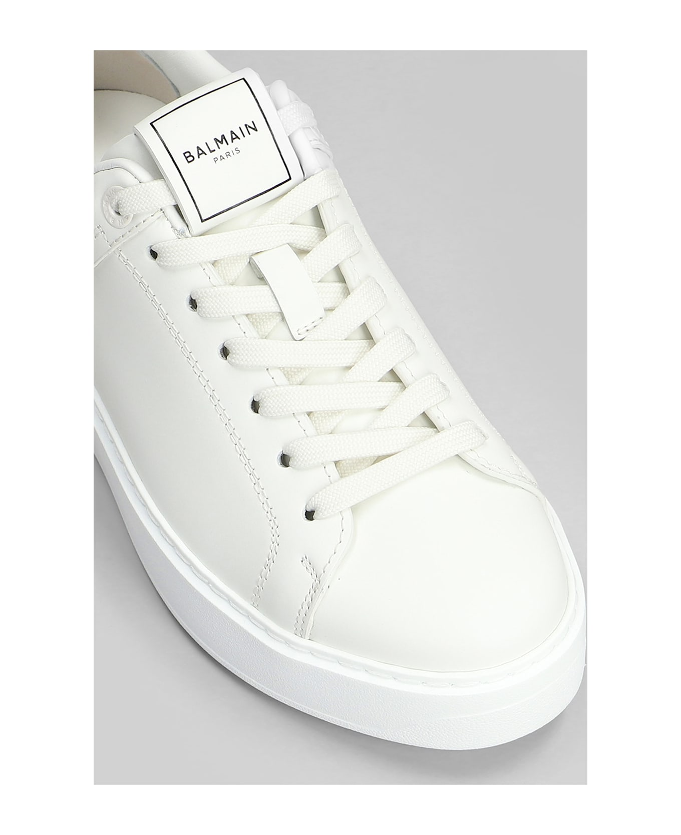 Balmain B Court Sneakers In White Leather - white
