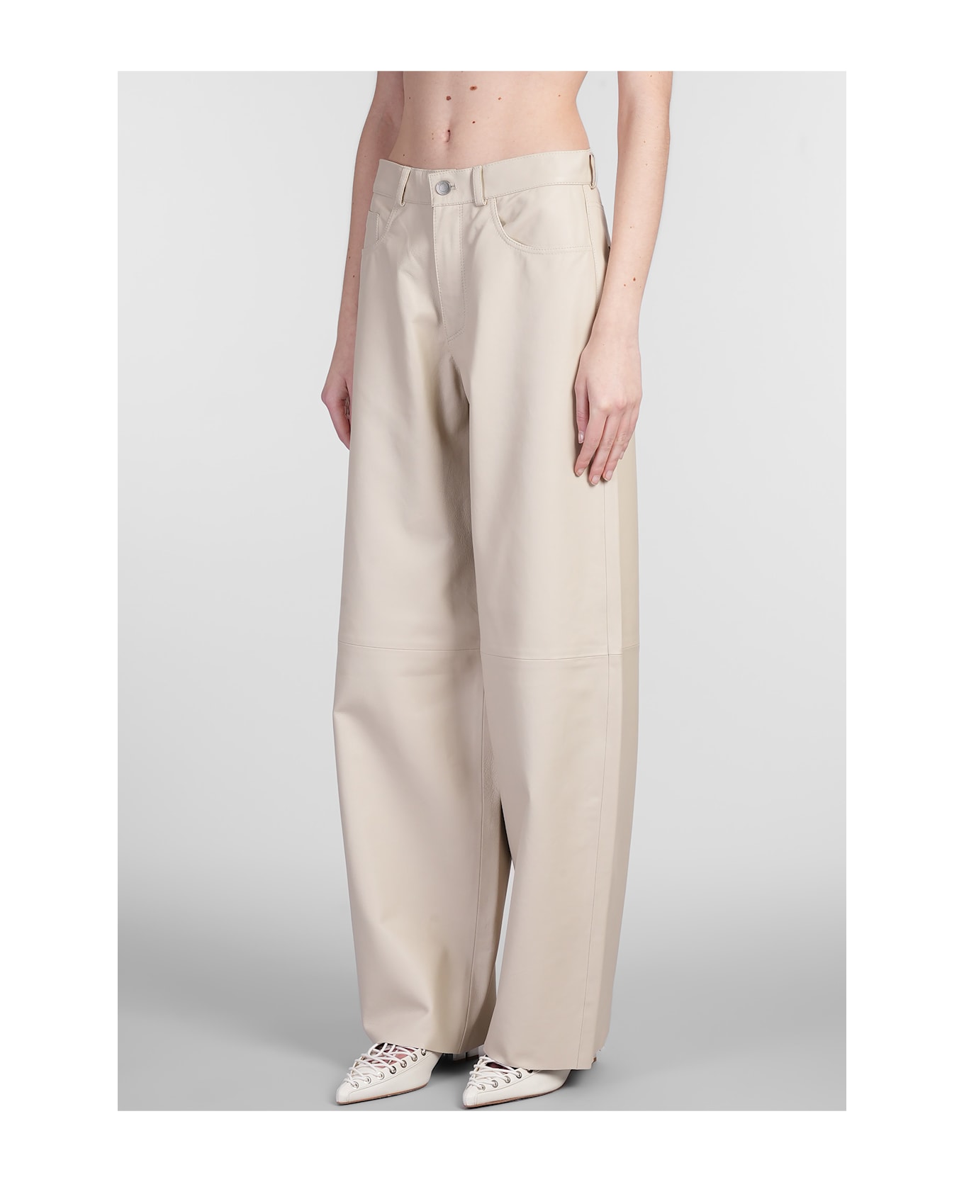 Haikure Bethany Pants In Beige Leather - beige