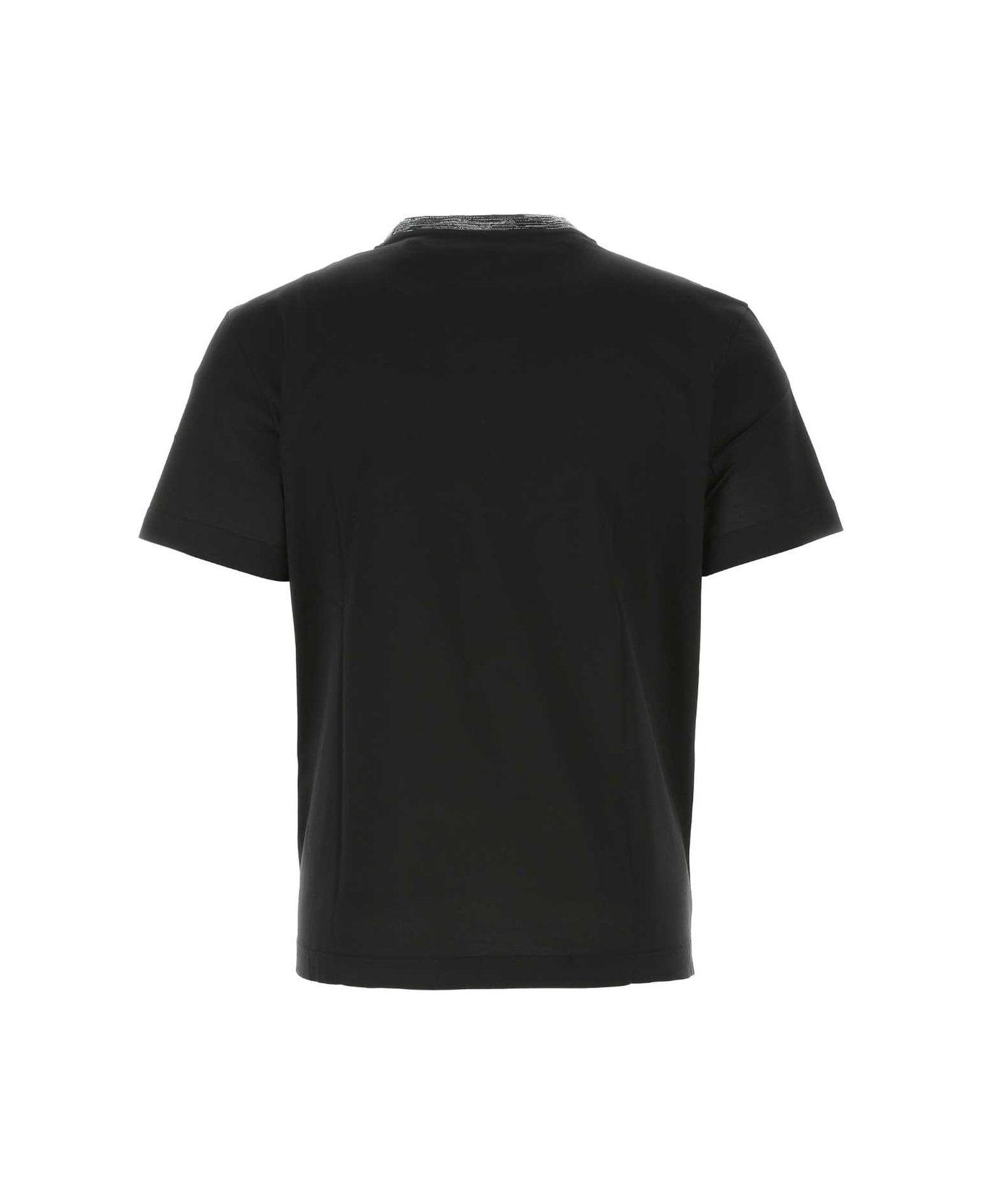 Missoni Logo-embroidered Crewneck T-shirt - Black