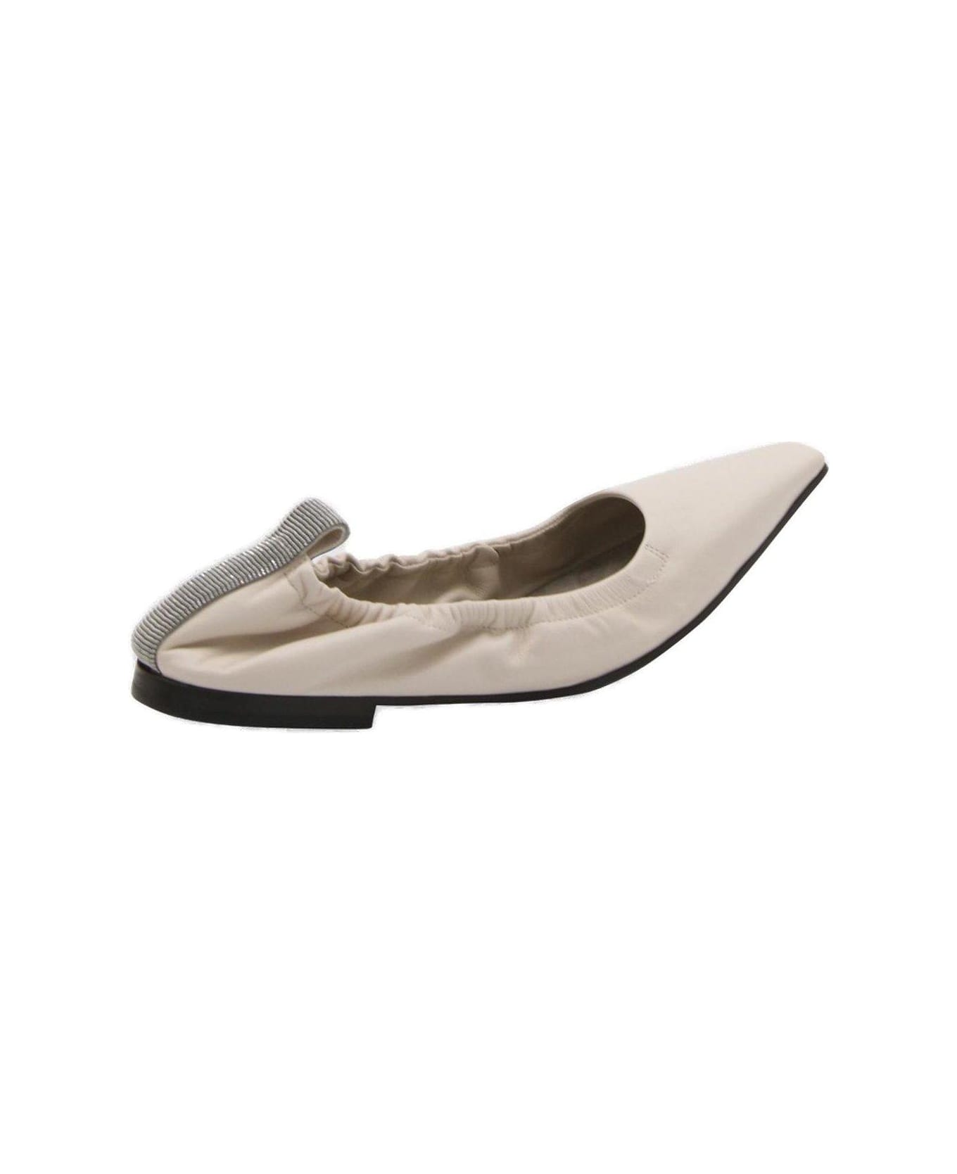 Brunello Cucinelli Embellished Slip-on Flat Shoes - NEUTRALS