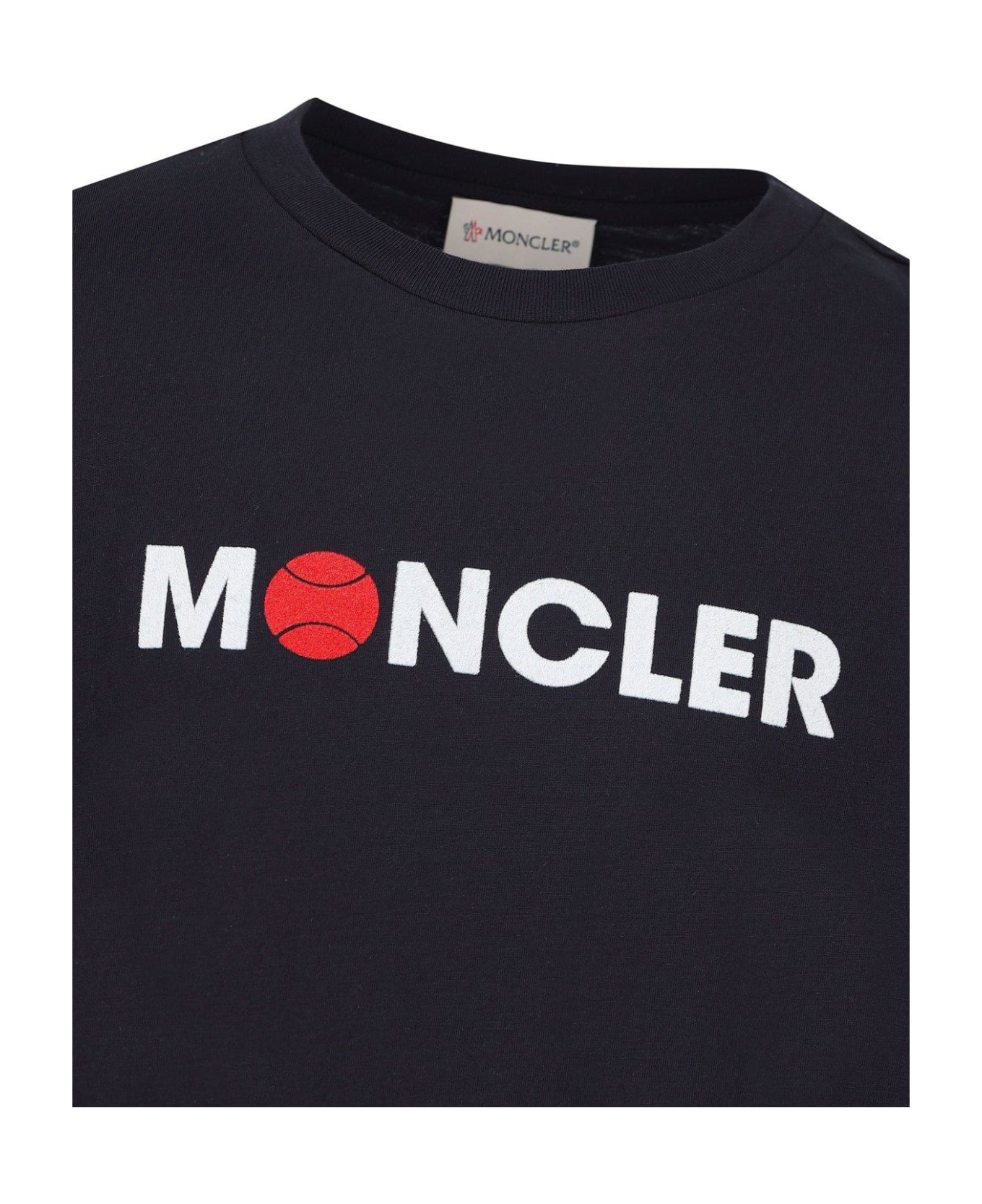 Moncler Flocked Logo Crewneck T-shirt - Blue