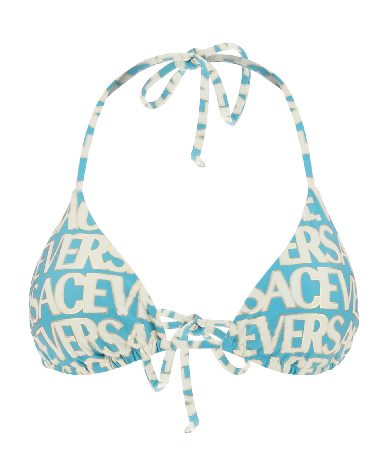 Versace Allover Bikini Top - TURQUOISE AVORY (Light blue) ビキニ