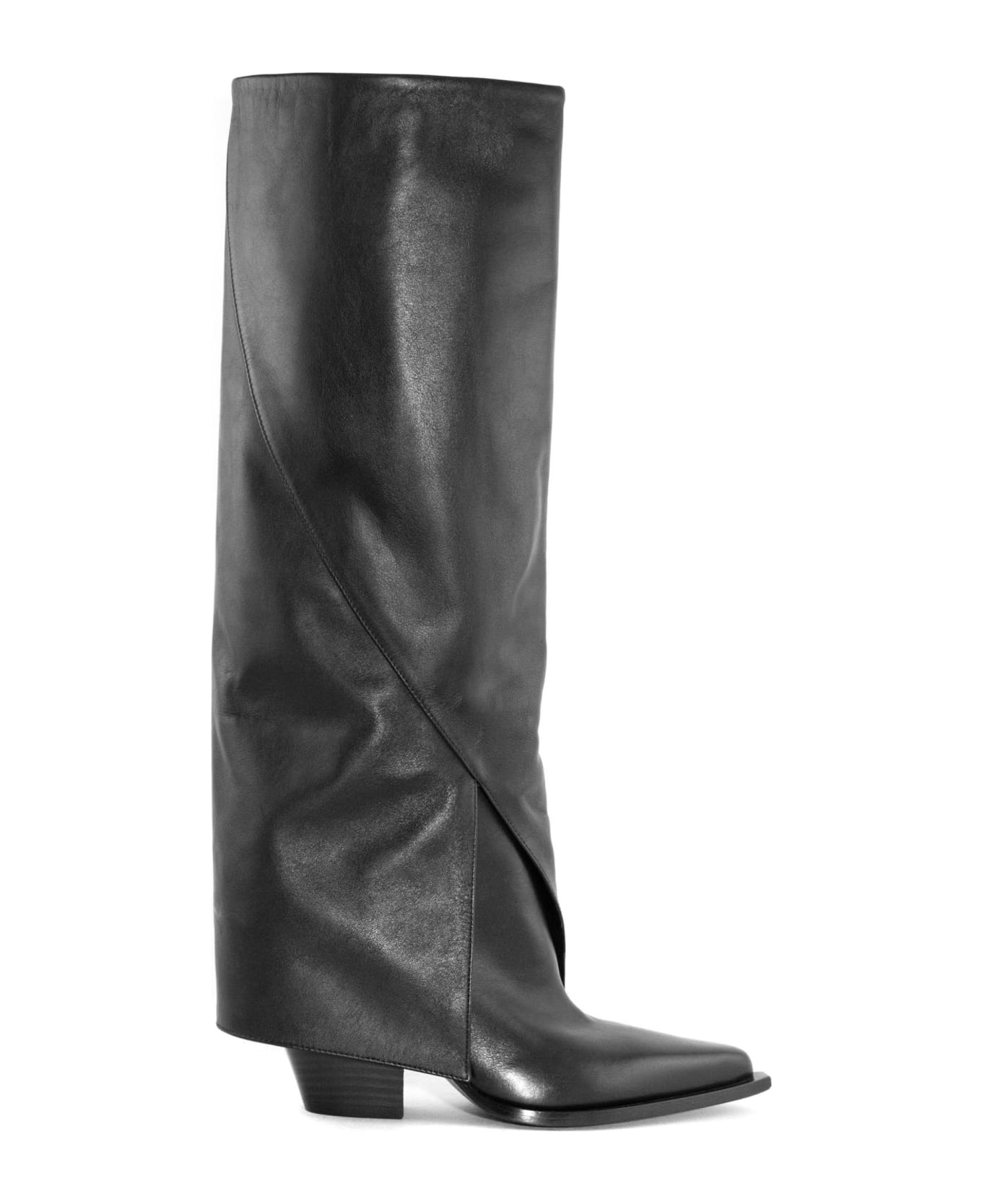 Elena Iachi Black Leather High Boot - Black