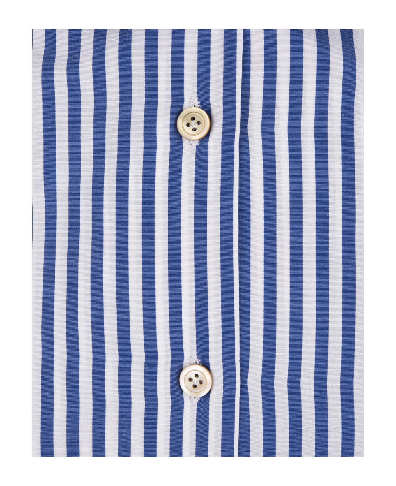 Kiton Blue And White Striped Poplin Shirt - Blue シャツ