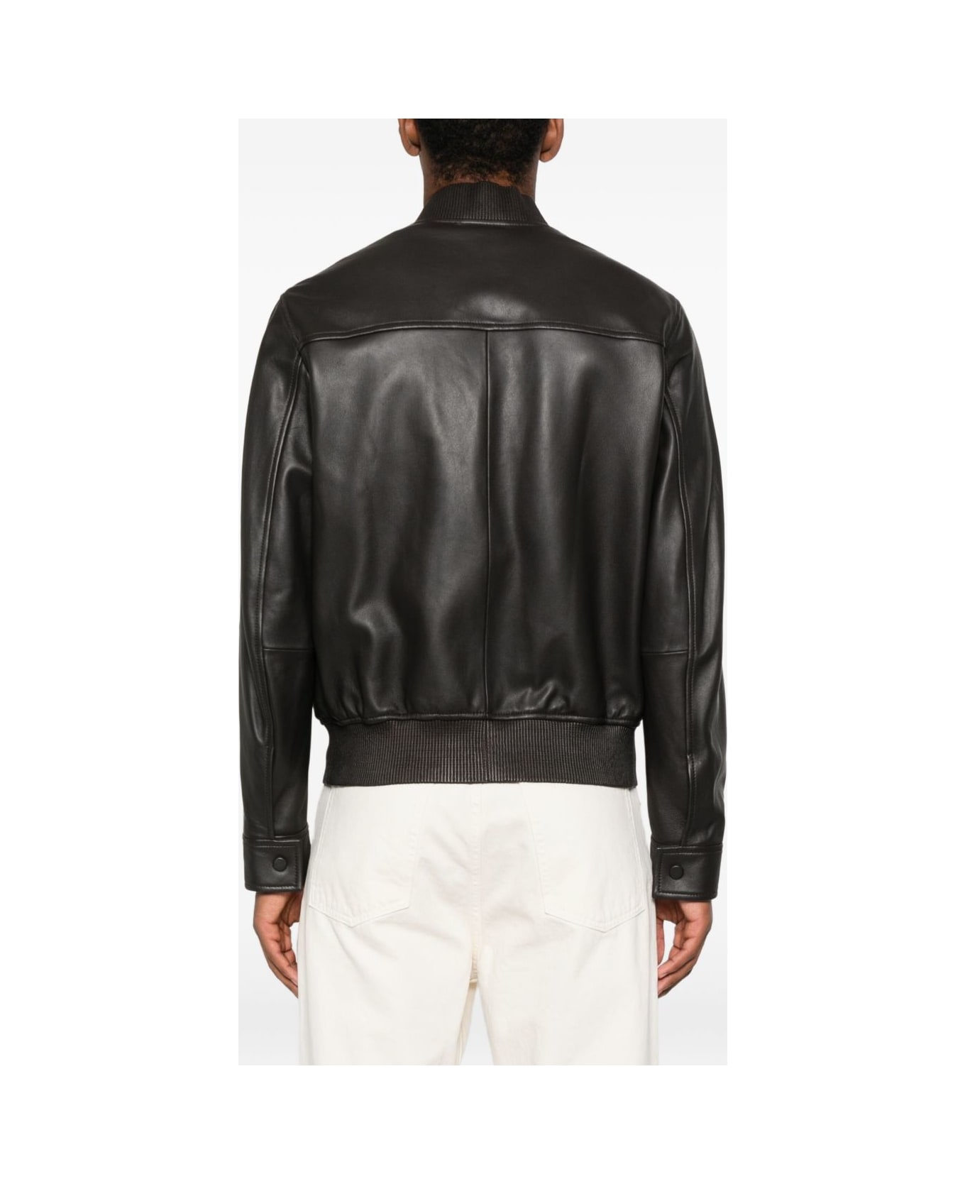 Emporio Armani Leather Jacket - Brown ジャケット