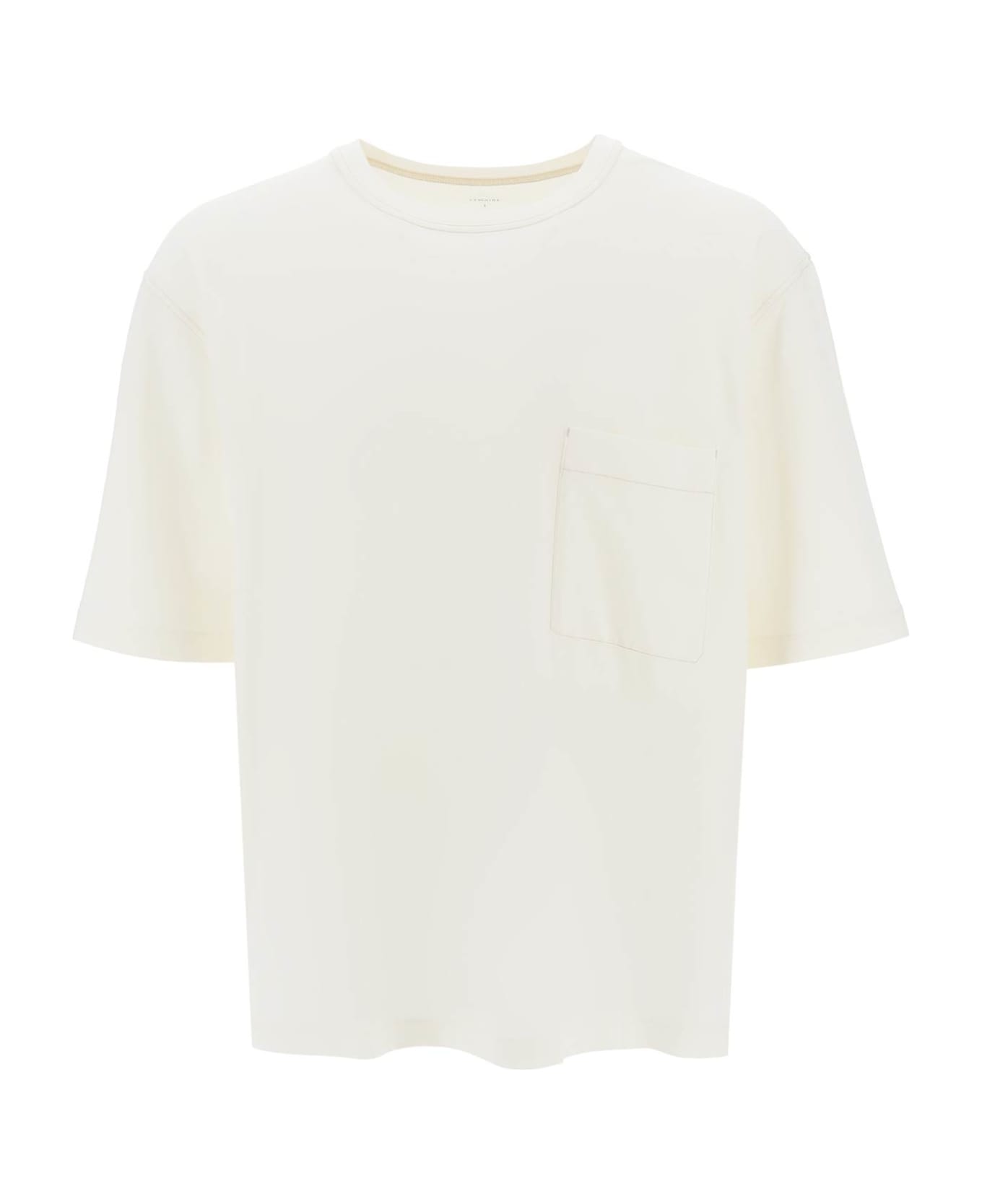 Lemaire Oversized T-shirt With Patch Pocket - LIGHT VANILLA (White)