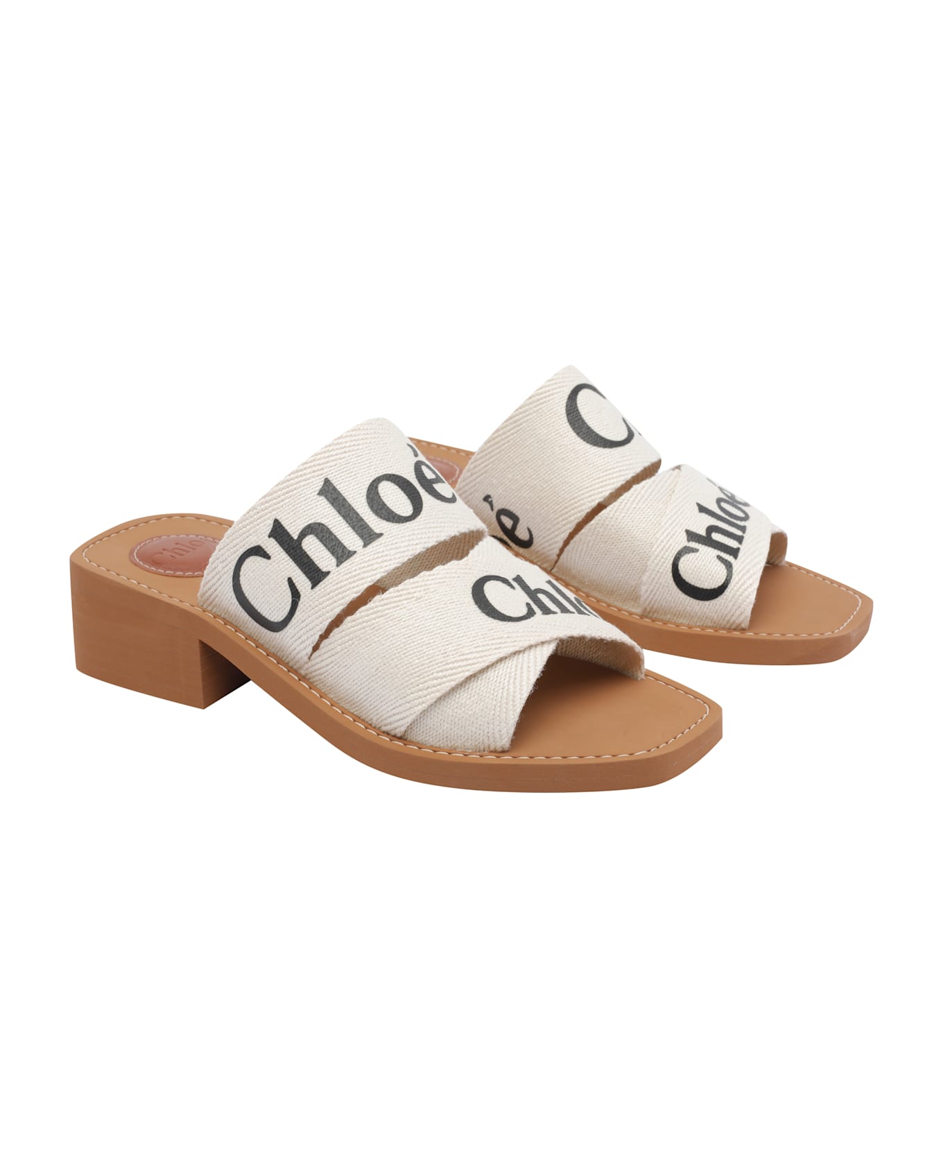 Chloé Woody Pump Sandals - White
