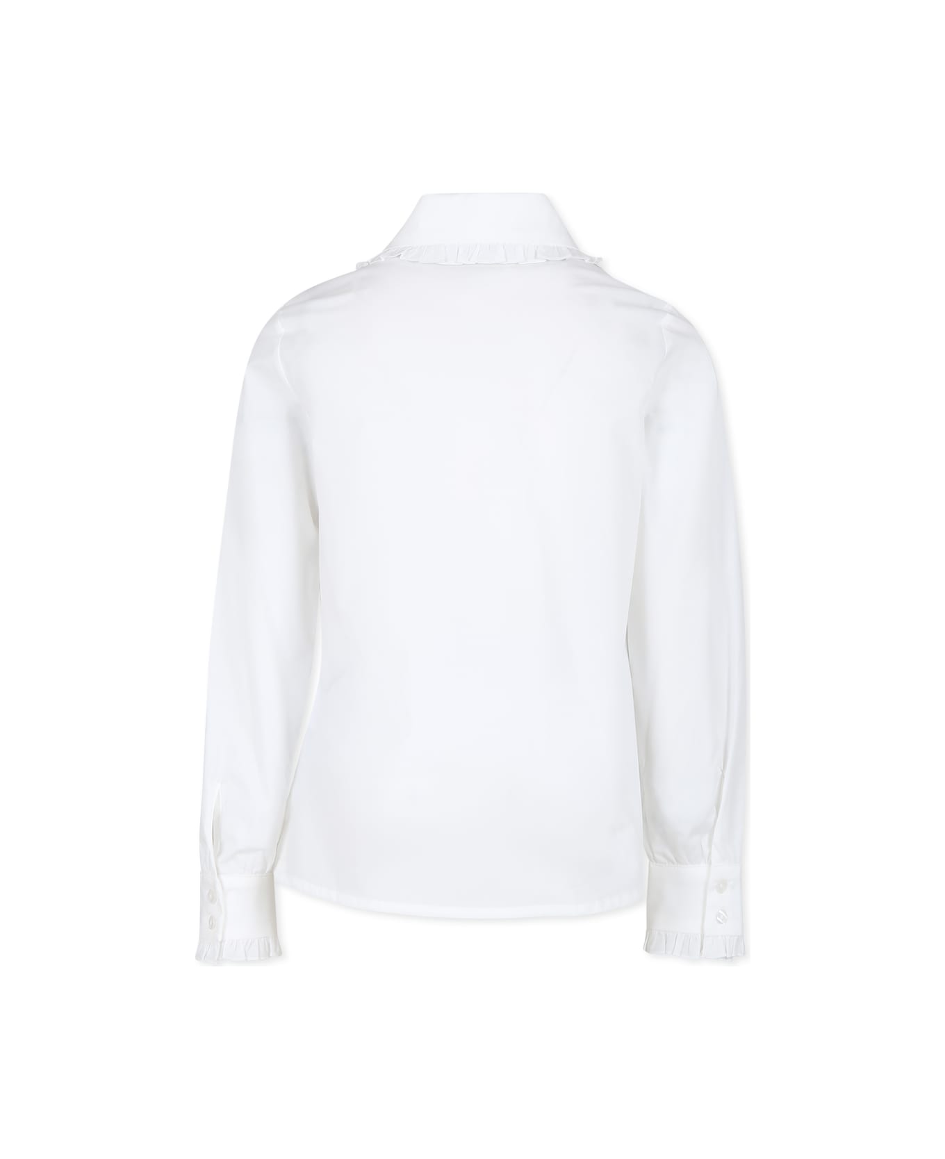 Monnalisa White Shirt For Girl With Logo - White