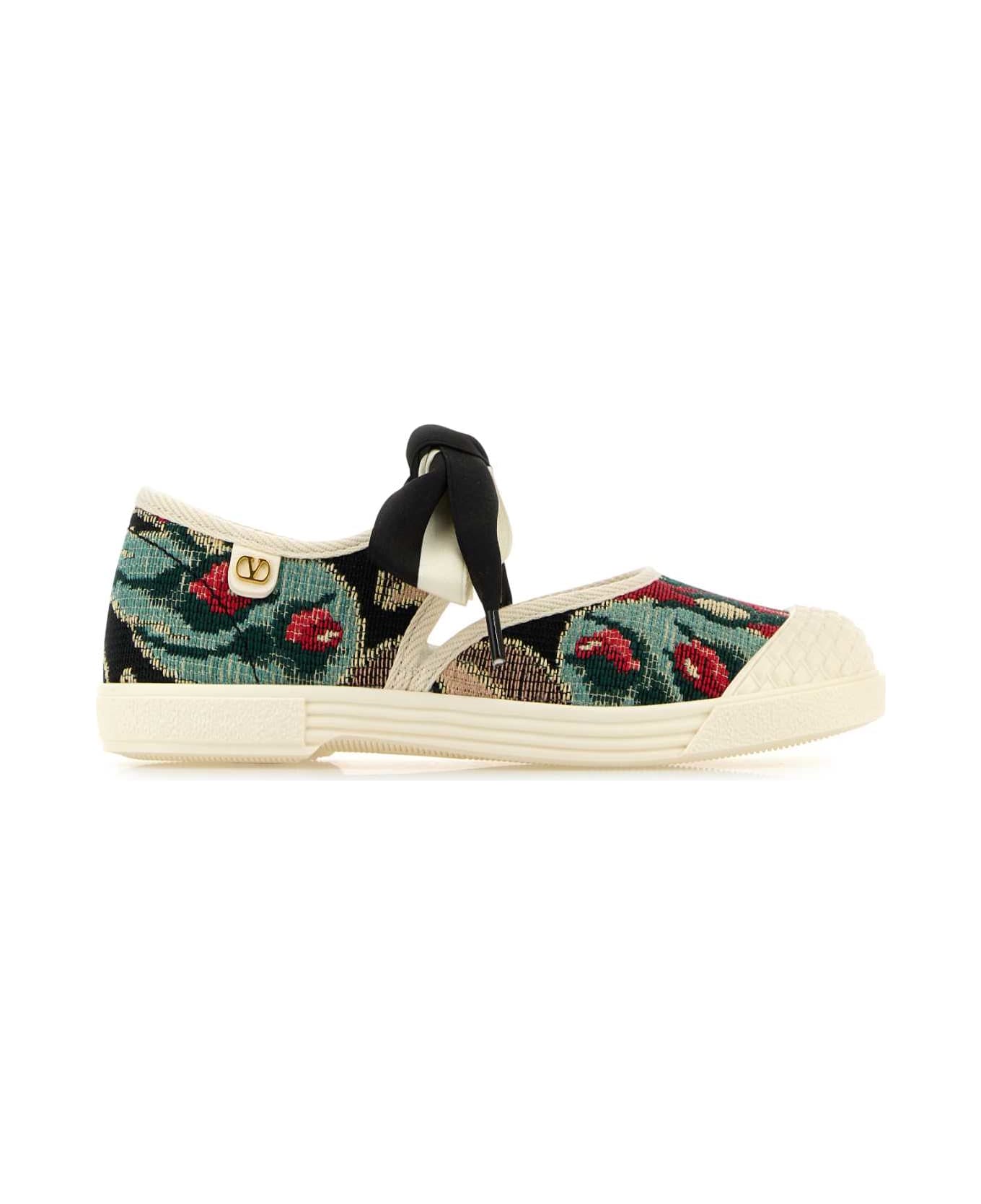 Valentino Garavani Embroidered Canvas Bay By Bay Slip Ons - NEROFIORIMULTICOLORIVORYIVORY
