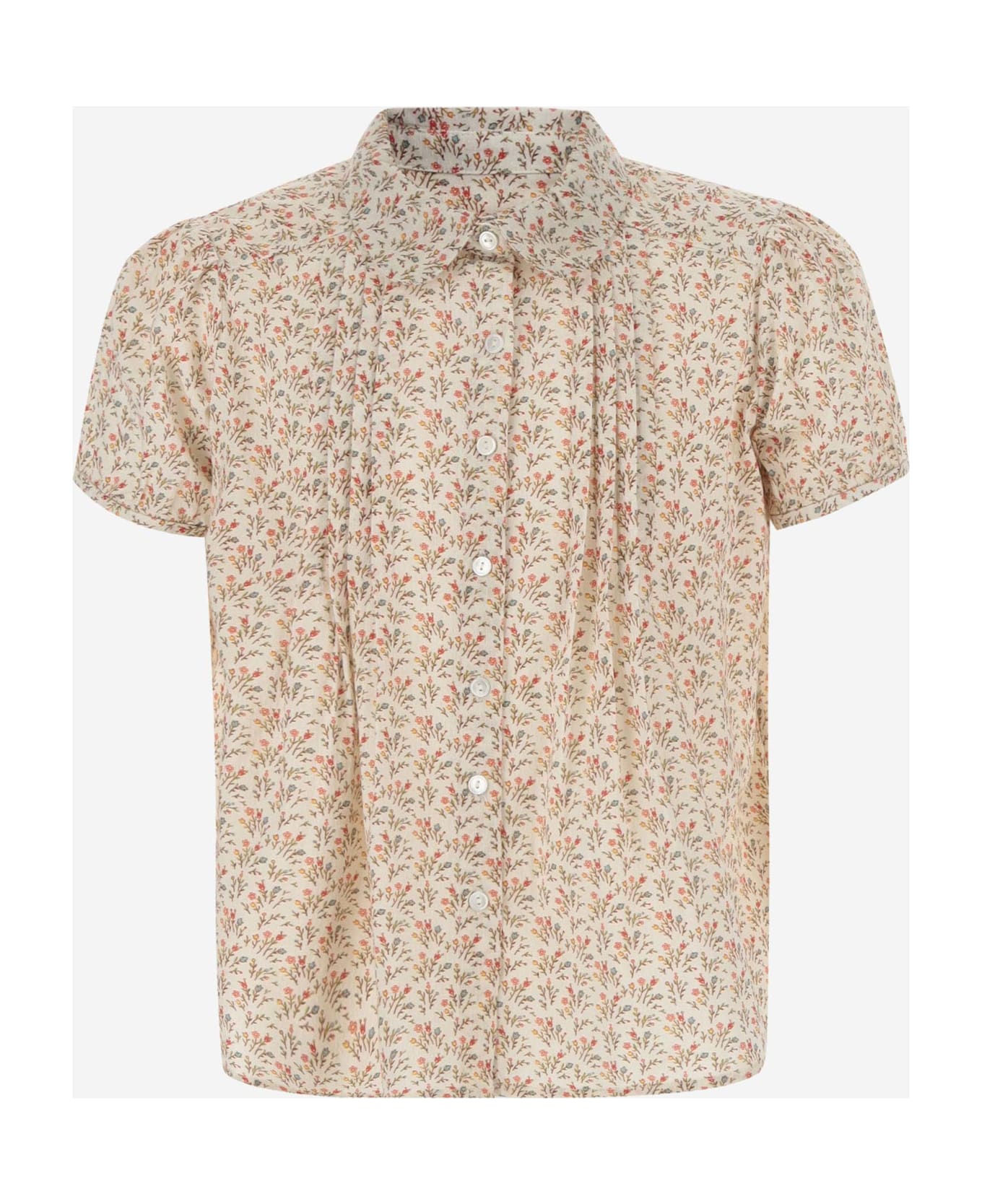 Bonpoint Cotton Shirt With Floral Pattern - Red シャツ