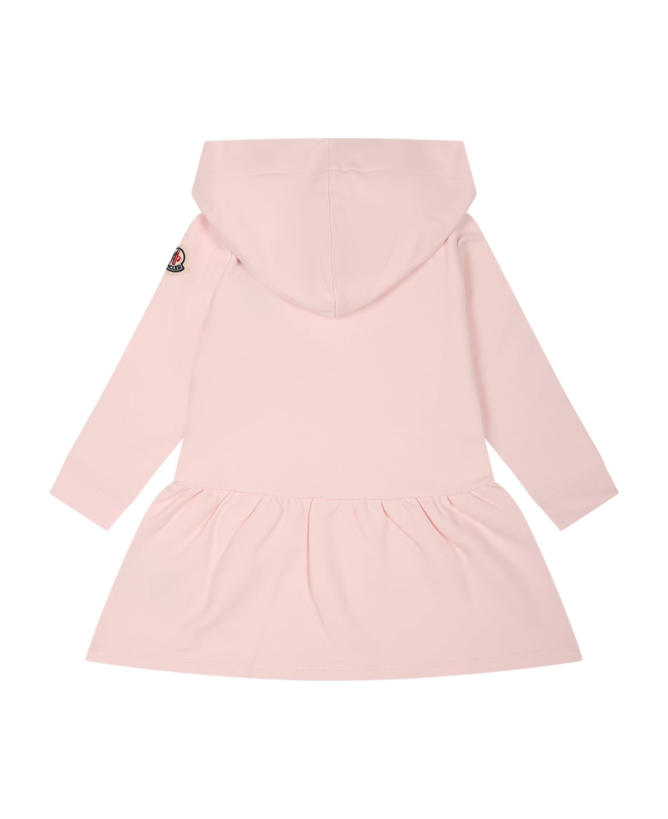 Moncler Pink Dress For Baby Girl With Logo - Pink ワンピース＆ドレス