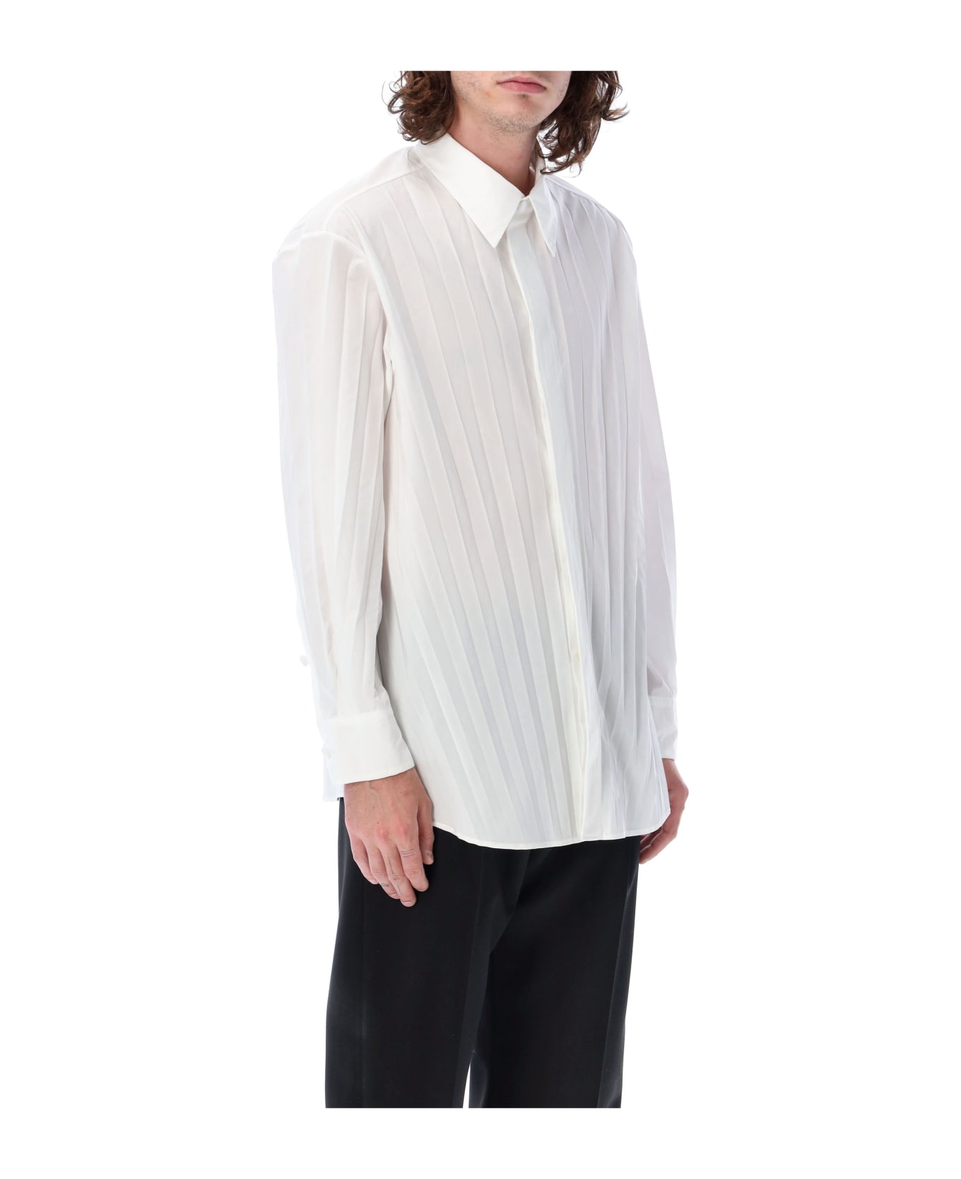 Valentino Garavani Pleated Cotton-blend Shirt - WHITE