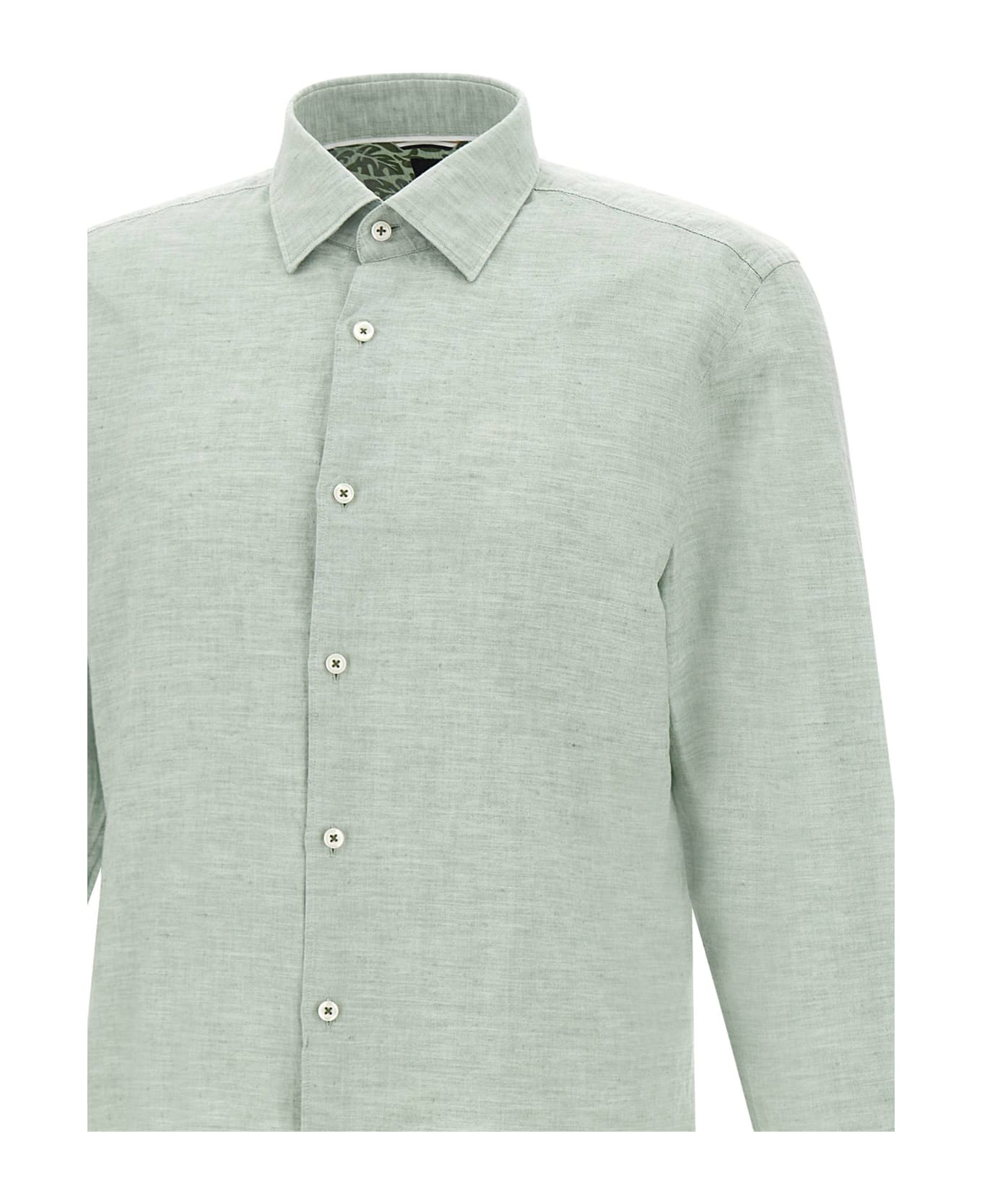 Hugo Boss "c-hal-kent" Cotton And Linen Shirt - GREEN