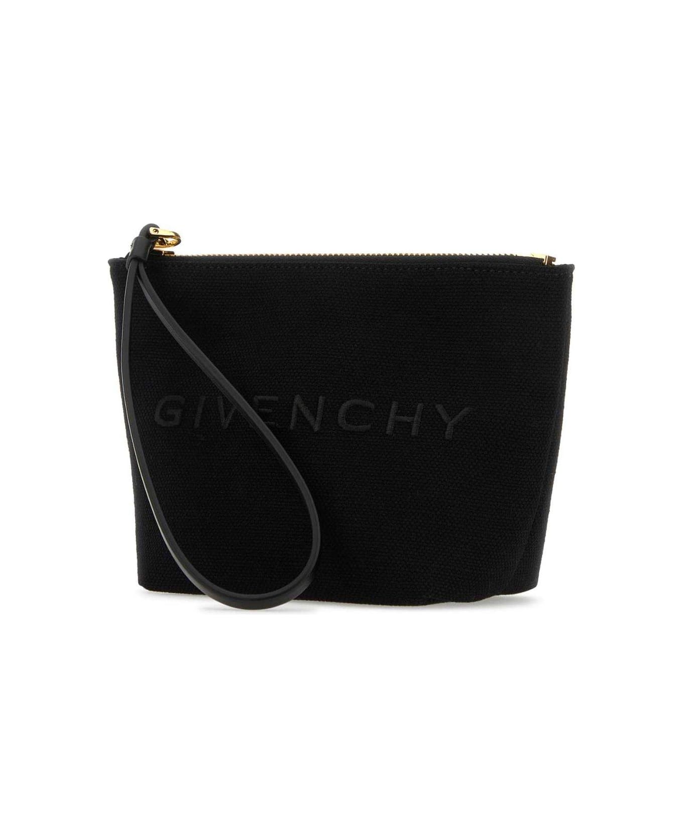 Givenchy Logo Printed Zipped Clutch Bag - Black