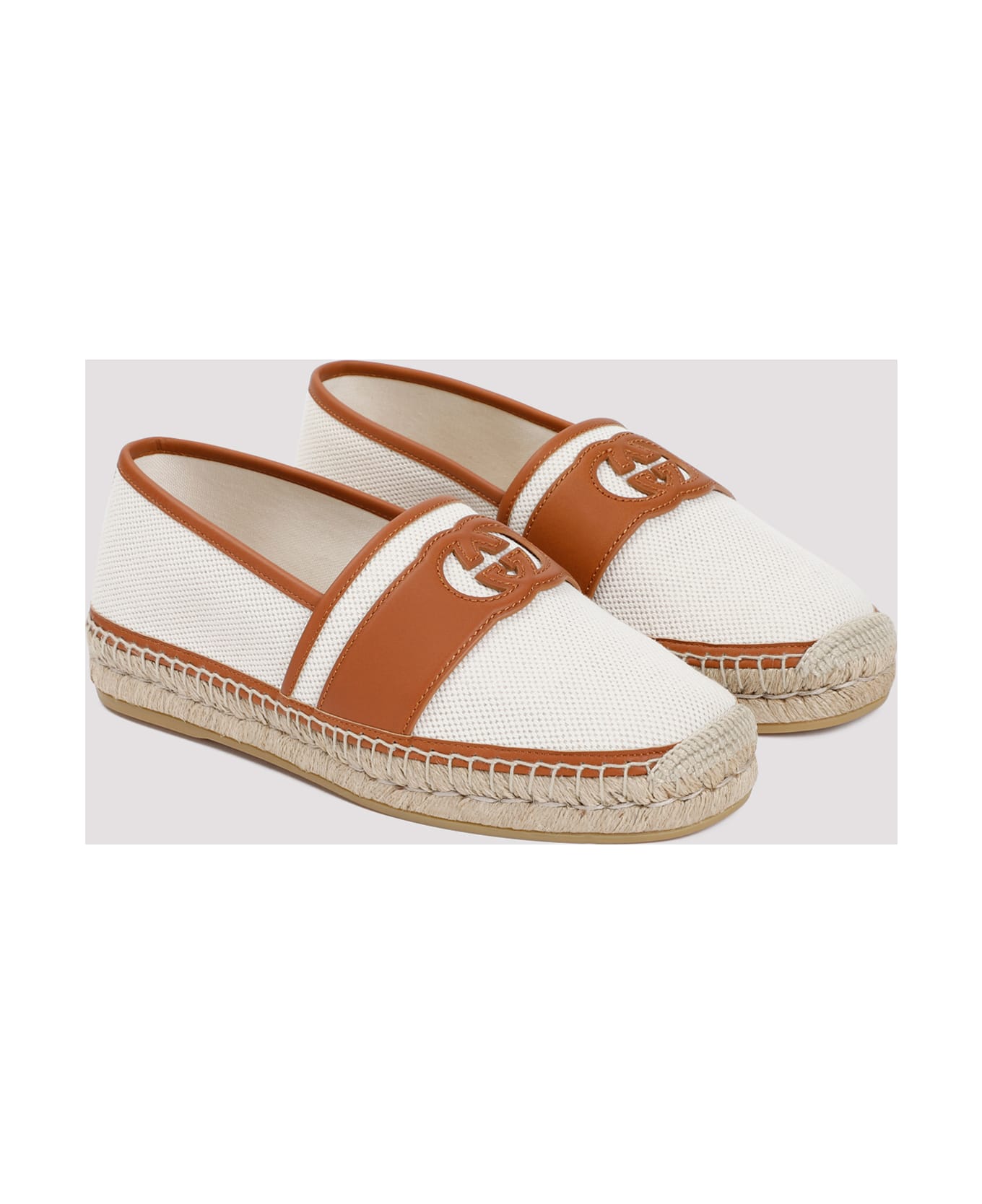 Gucci Logo Cut-out Slip-on Espadrilles - Beige Natural