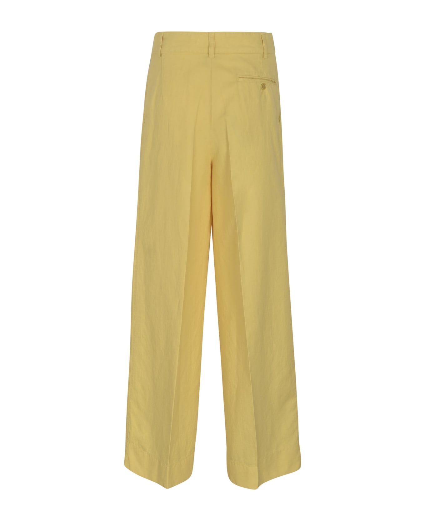 Aspesi Ginger Linen And Cotton Palazzo Trousers - Yellow ボトムス