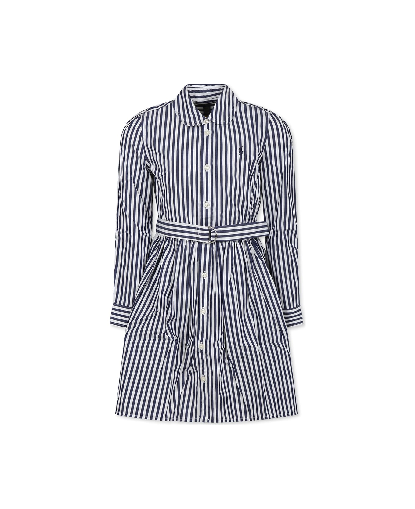 Ralph Lauren Blue Dress For Girl With Horse - Blue