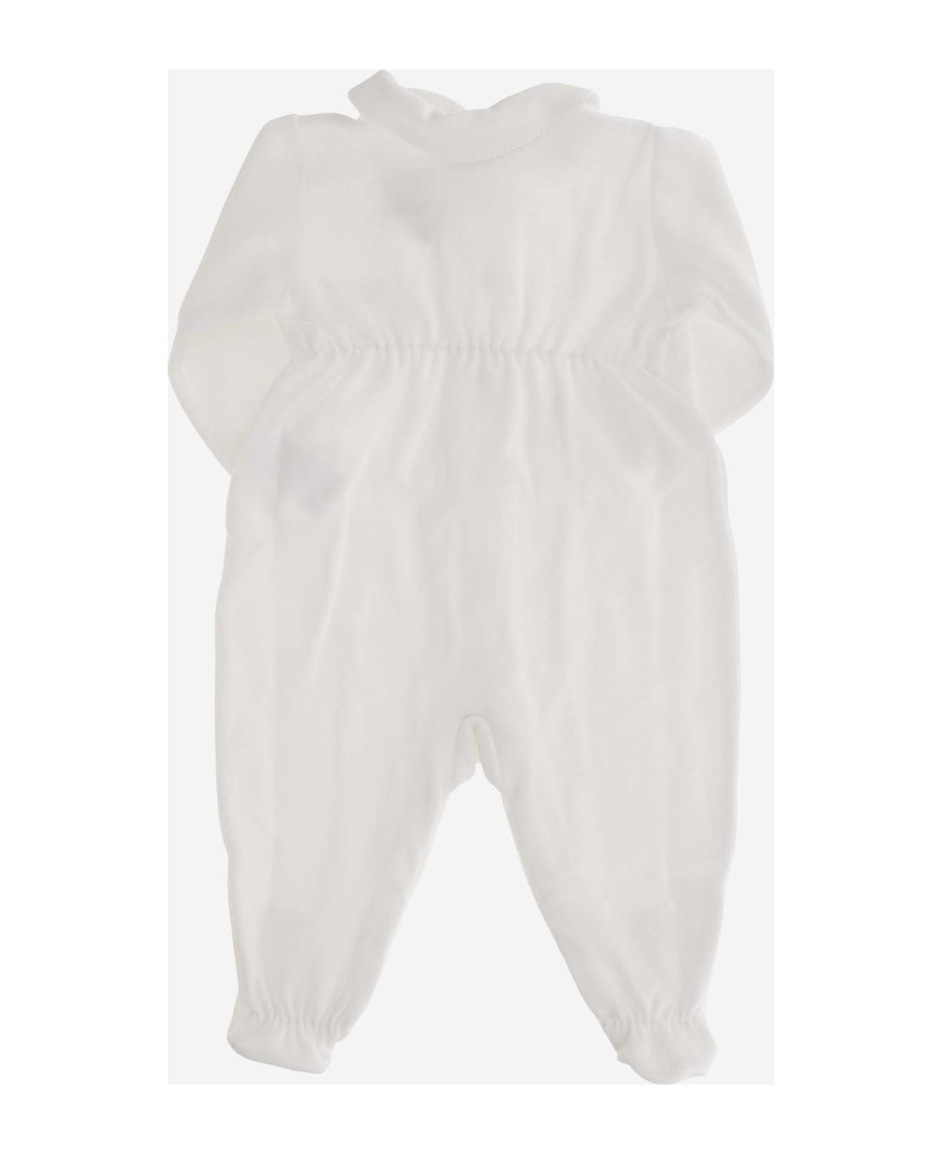 Bonpoint Chenille One-piece Jumpsuit With Logo - White