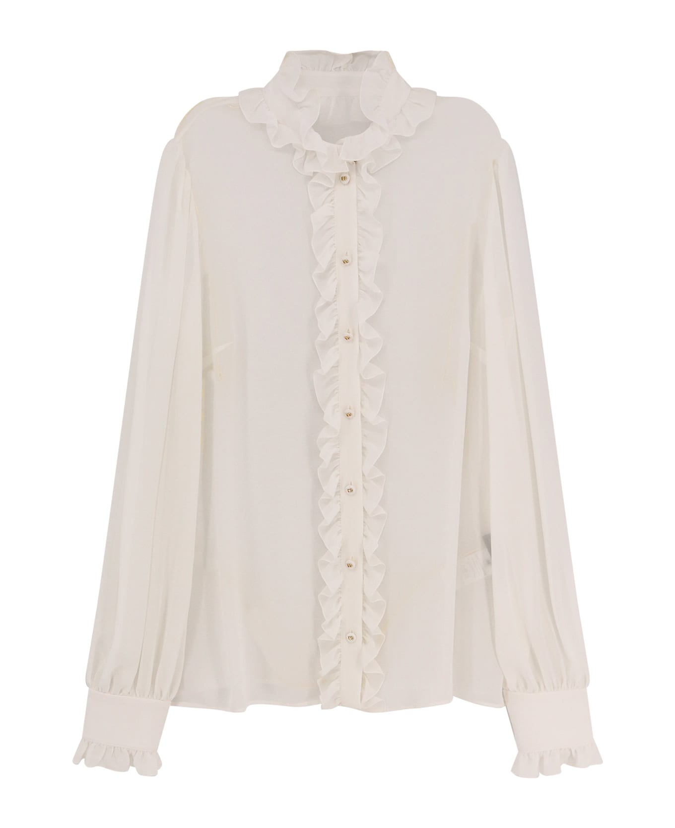 Dolce 
Gabbana Silk Shirt With Rouches Detail - White
