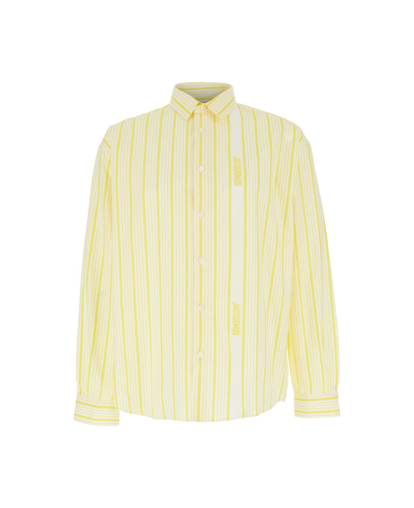 Jacquemus Striped Collared Long-sleeve Shirt - Beige