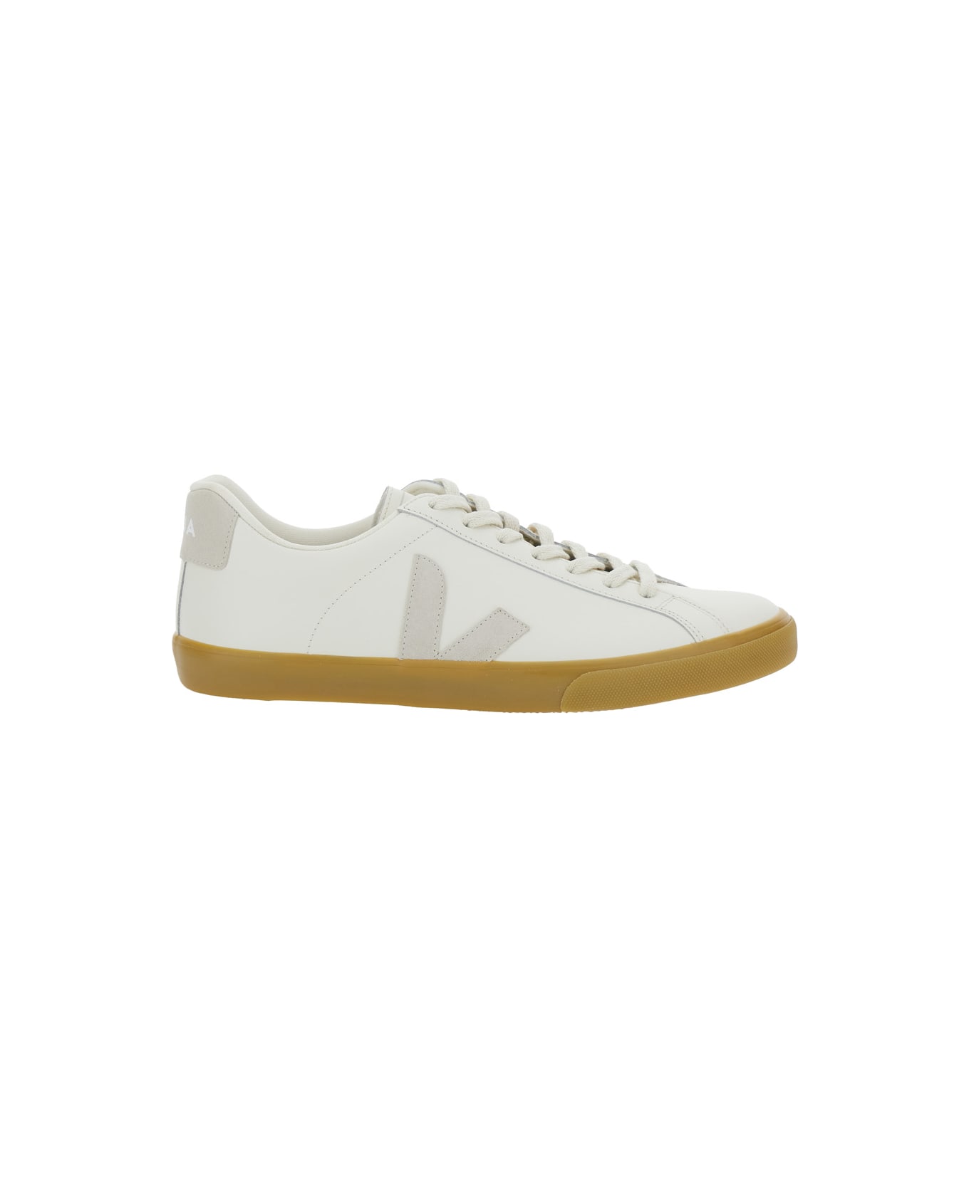 Veja 
esplar
 White Low Top Sneakers With Contrasting Heel With Logo Lettering And Logo Patch On The Side In Leather Unisex - White
