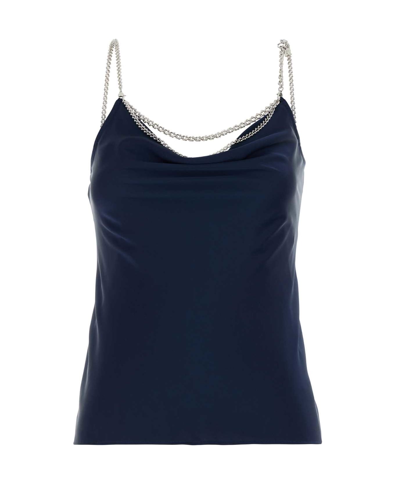 Paco Rabanne Blue Satin Tank Top - DEEPNAVY