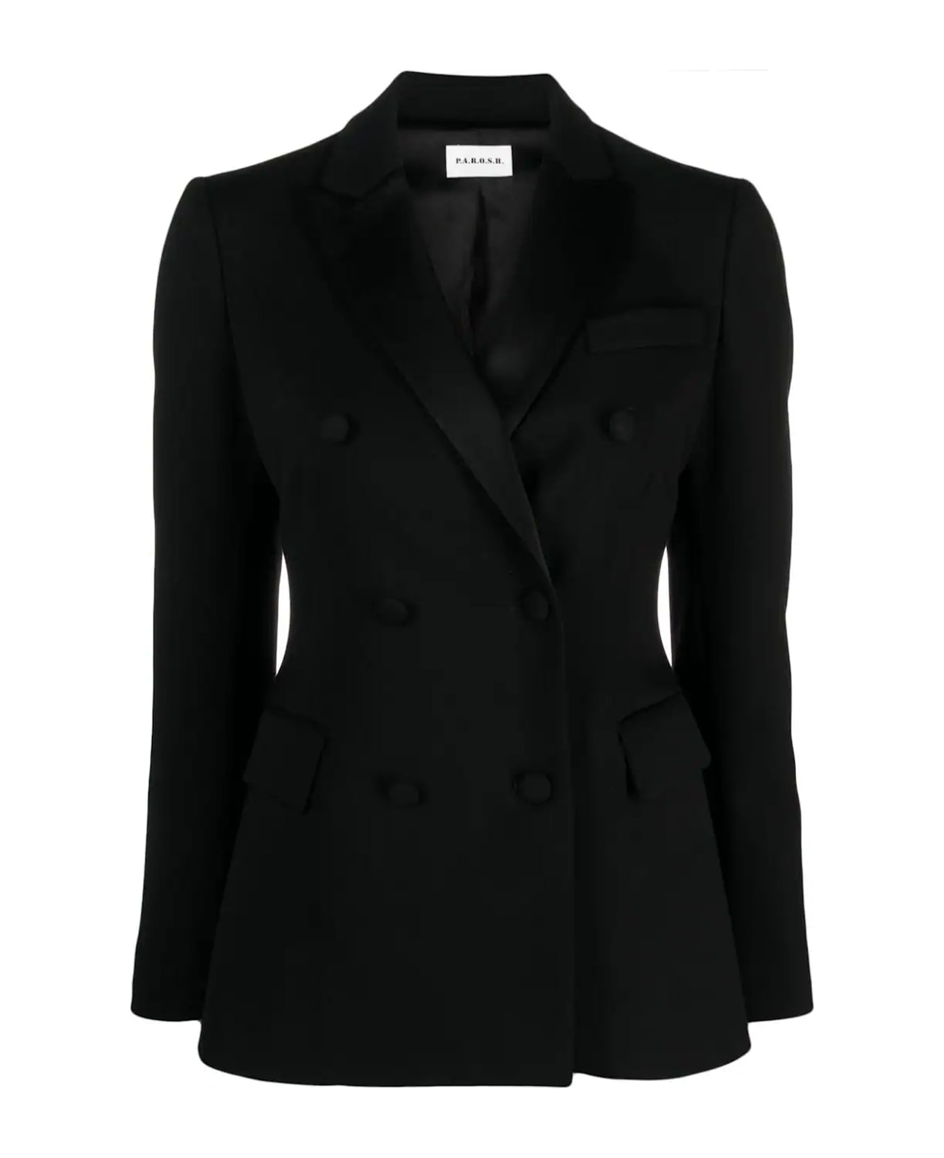 Parosh Black Wool Blend Double-breasted Blazer - Black