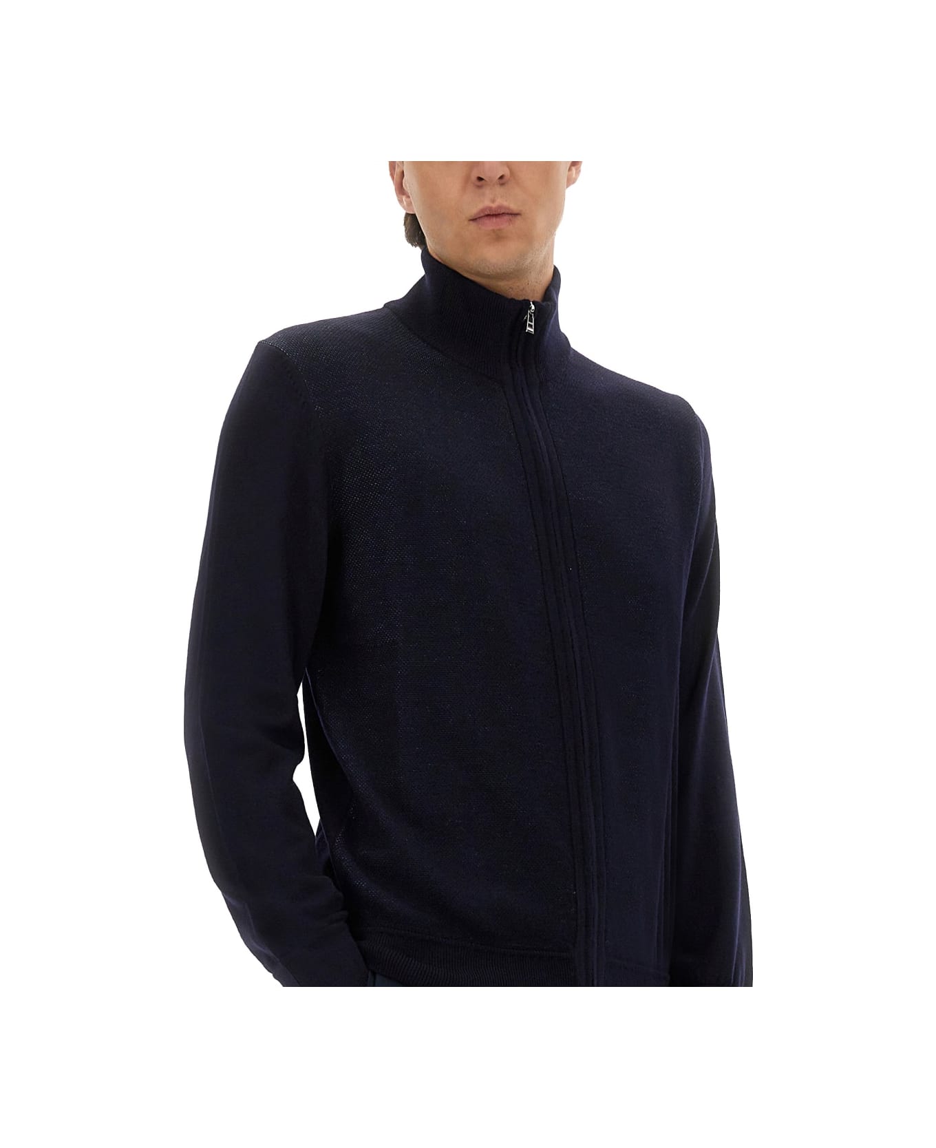 Hugo Boss Shirt With Zip. - BLUE