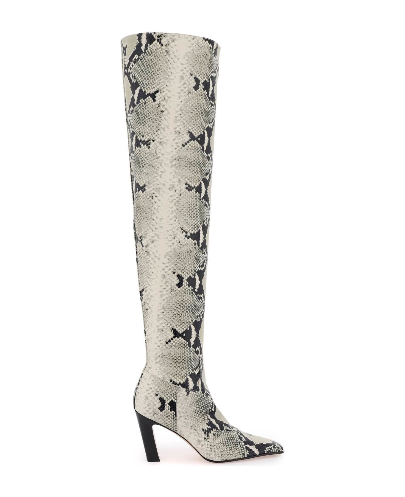 Khaite Printed Leather The Marfa Boots - NATURAL (Grey)