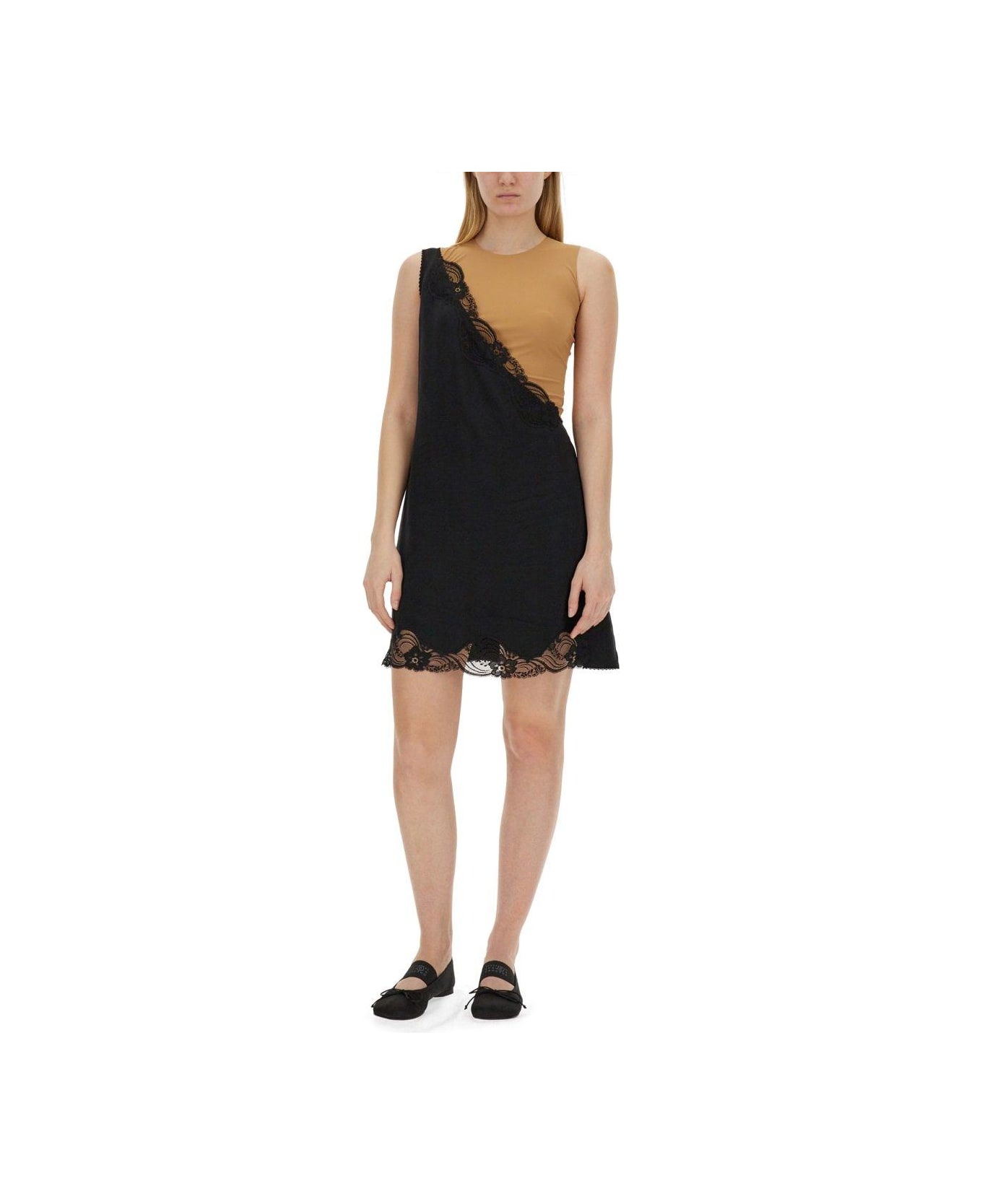 MM6 Maison Margiela One Shoulder Lace Trim Dress - Multicolor