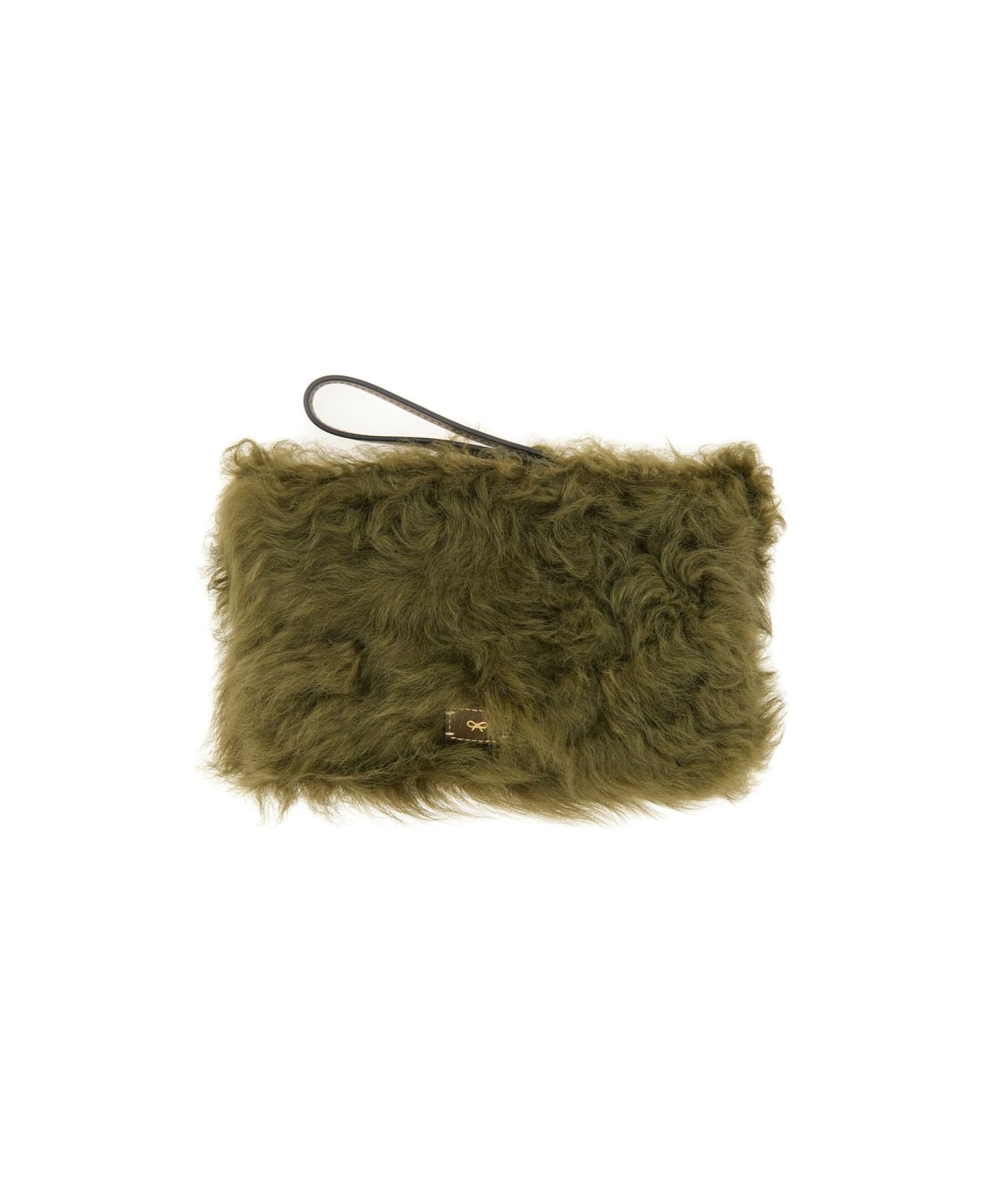 Anya Hindmarch "shearling Eyes" Clutch Bag - GREEN